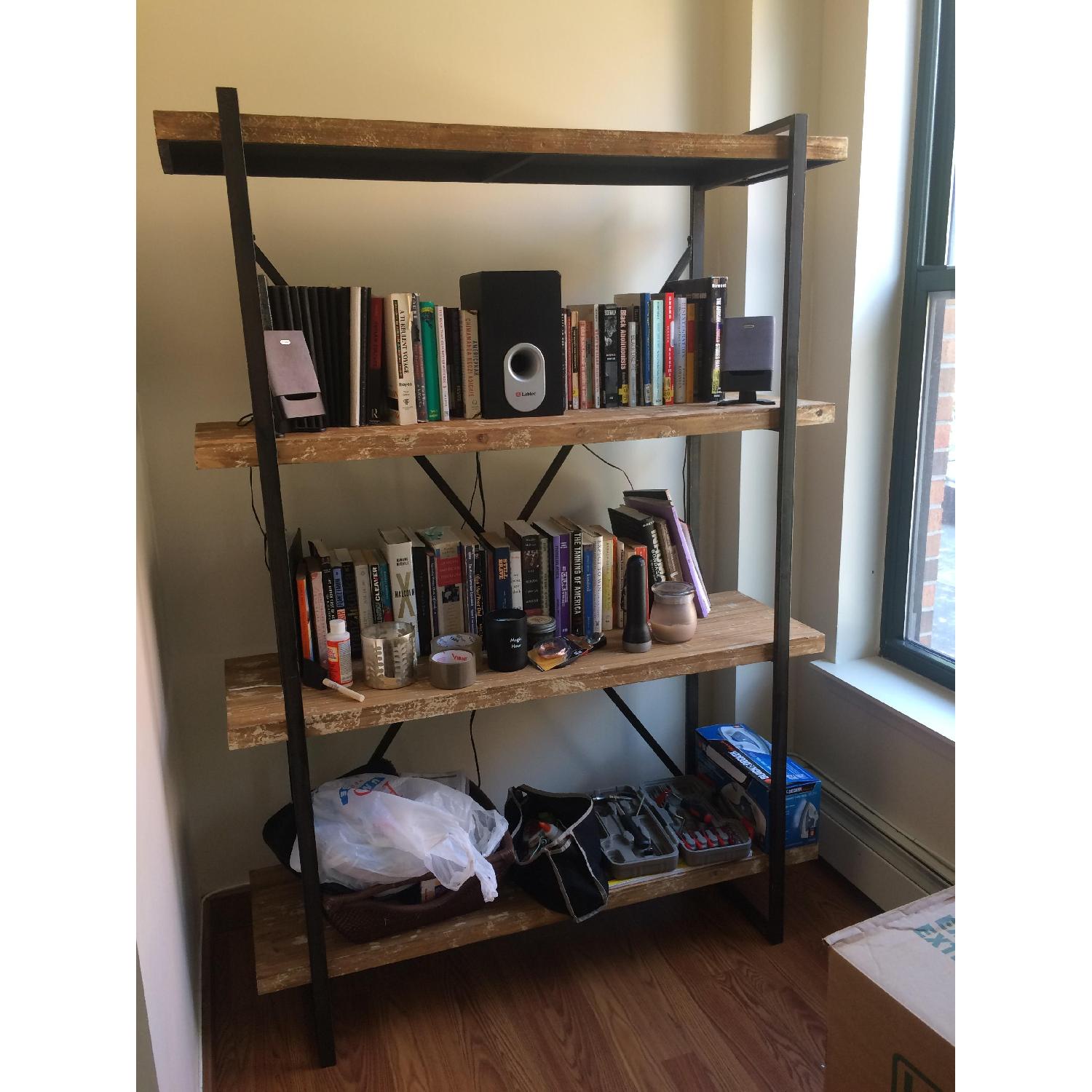 Woodland Imports Classic Grey & Metal Bookcase - image-2