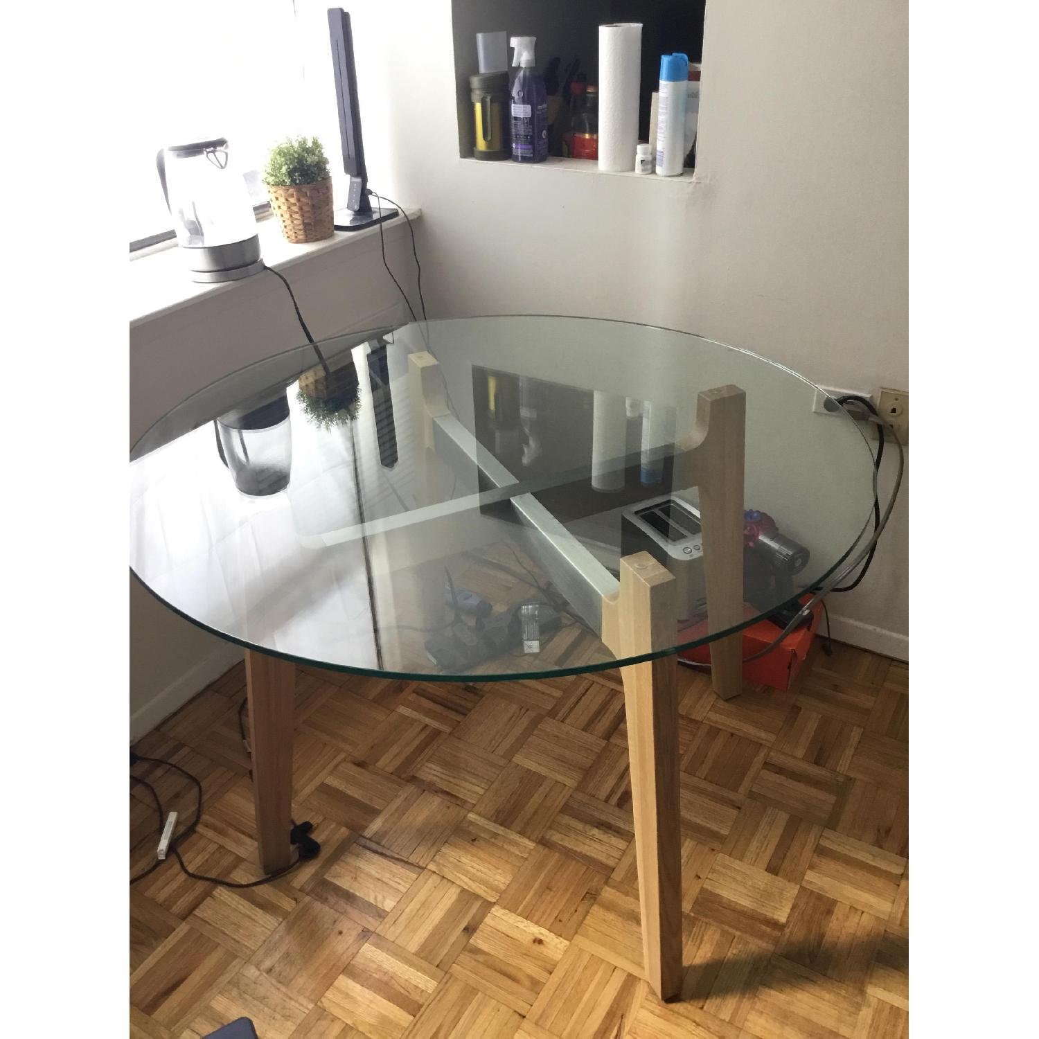CB2 Round Dining Table w/ Glass Top - image-2