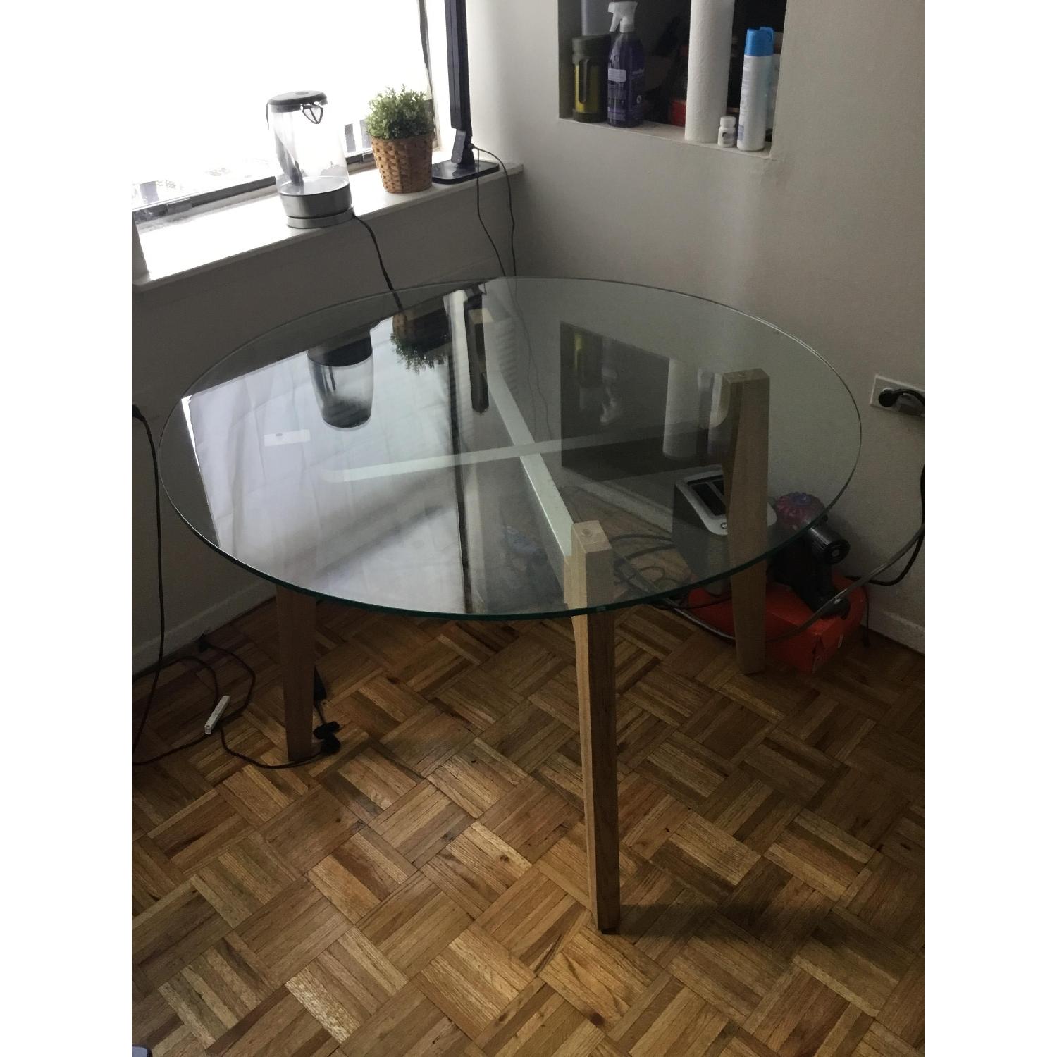 CB2 Round Dining Table w/ Glass Top - image-3
