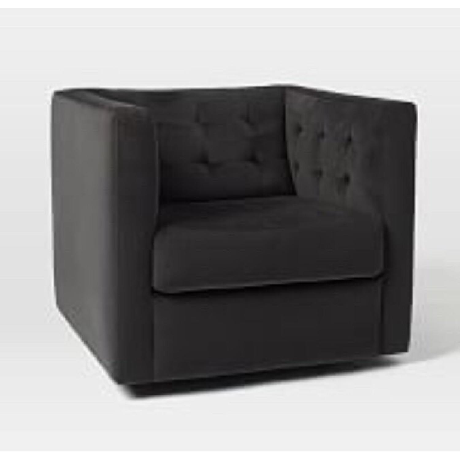 West Elm Rochester Swivel Arm Chair in Performance Velvet - image-1