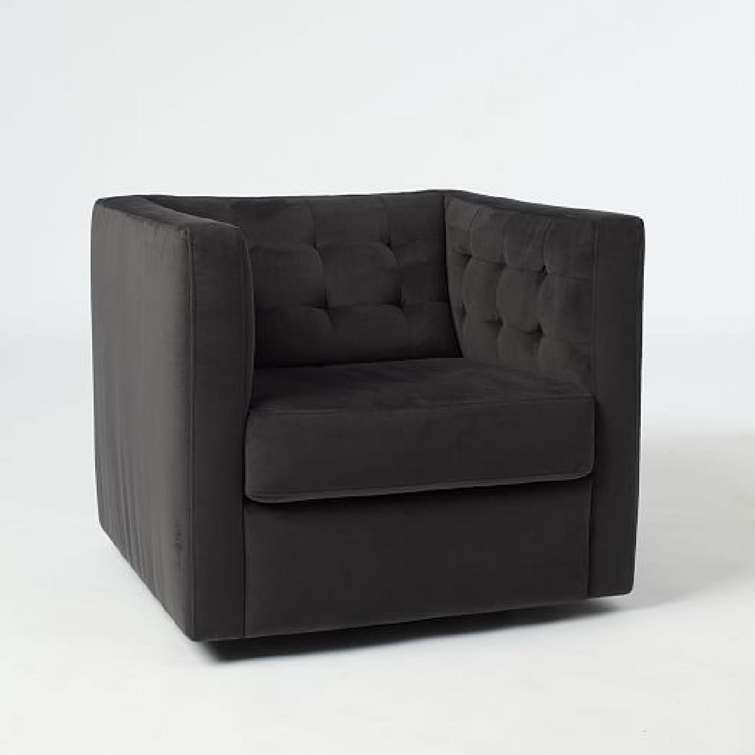 West Elm Rochester Swivel Arm Chair in Performance Velvet - image-0