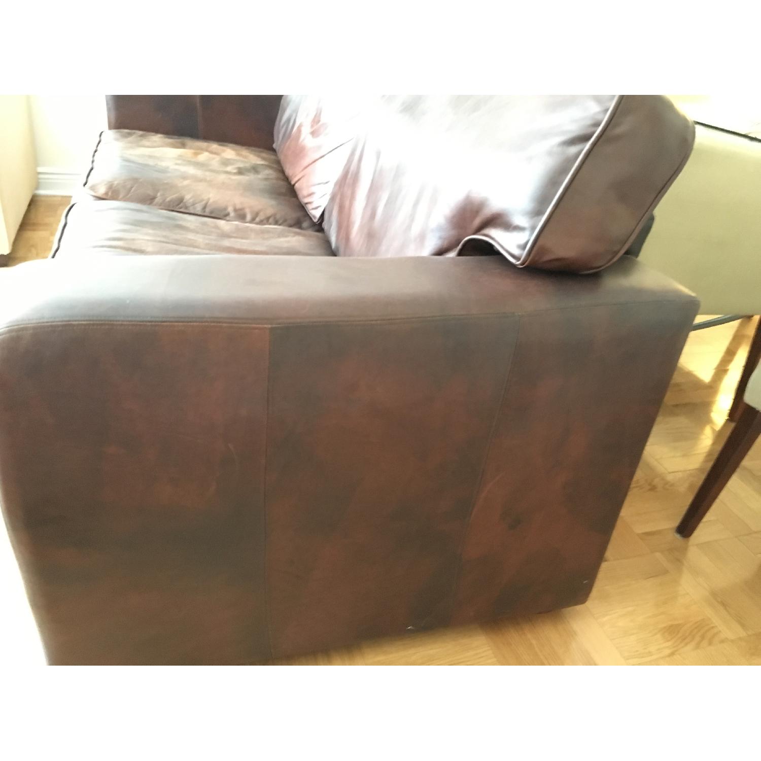 Chocolate Brown Leather Sofa - image-2