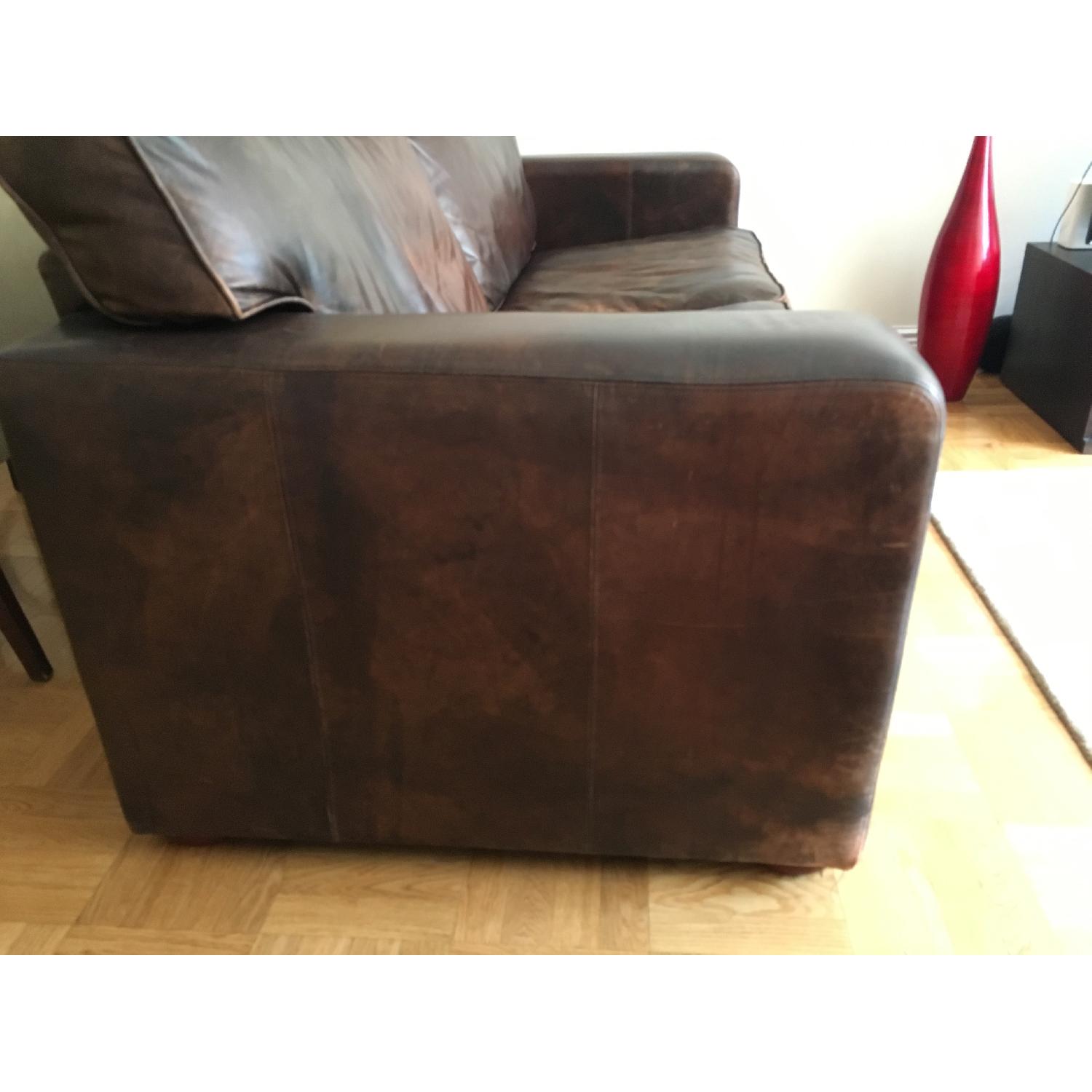 Chocolate Brown Leather Sofa - image-3