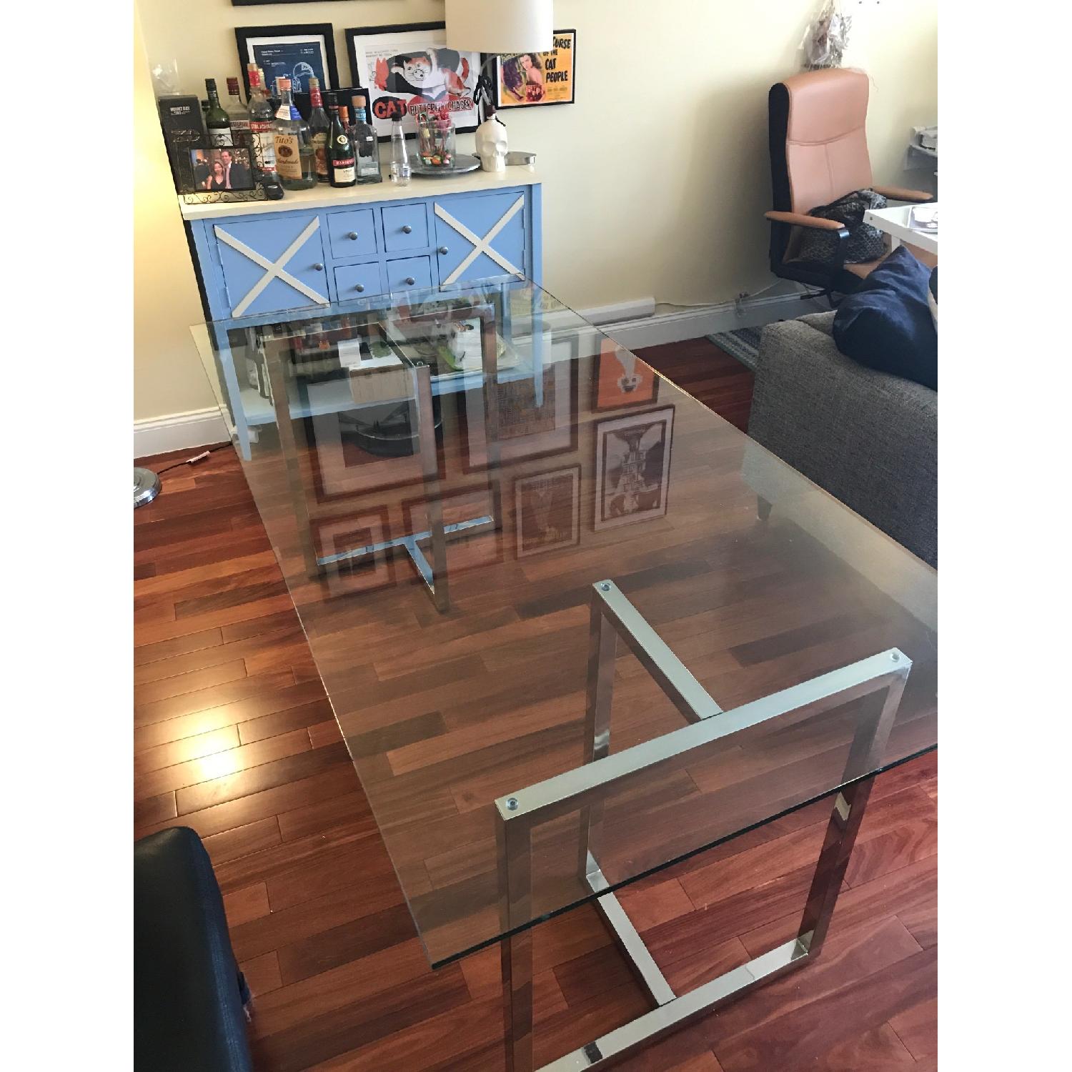 CB2 Silverado Chrome Glass Dining Table - image-1