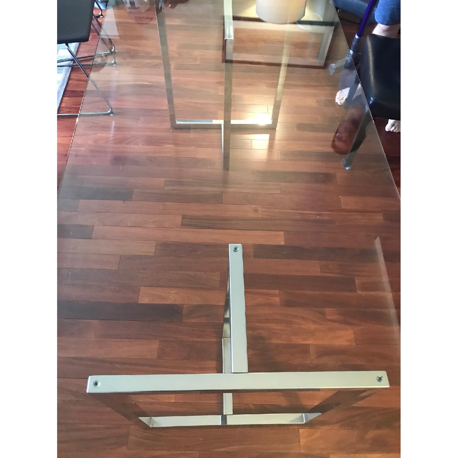 CB2 Silverado Chrome Glass Dining Table - image-3