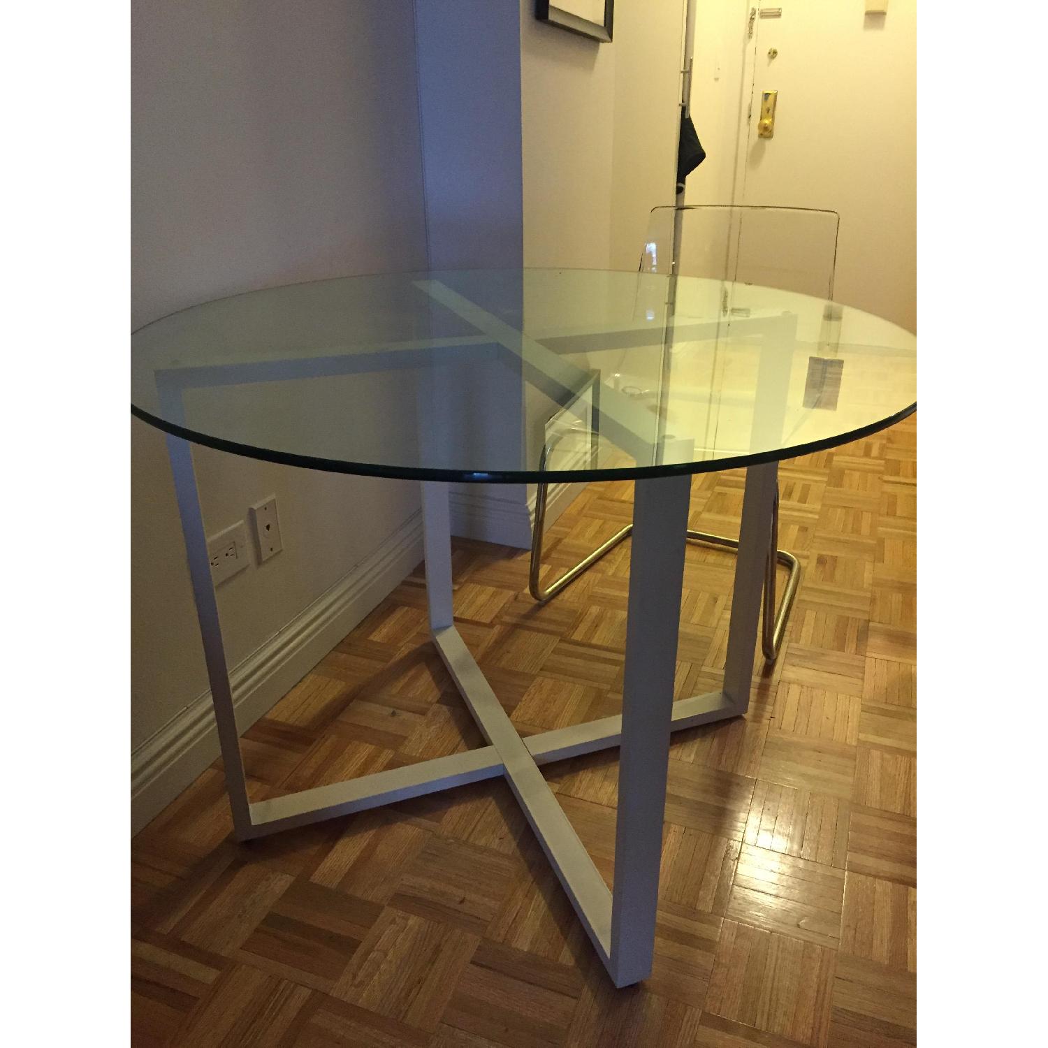CB2 Round Glass Table w/ 2 Acrylic chairs - image-4
