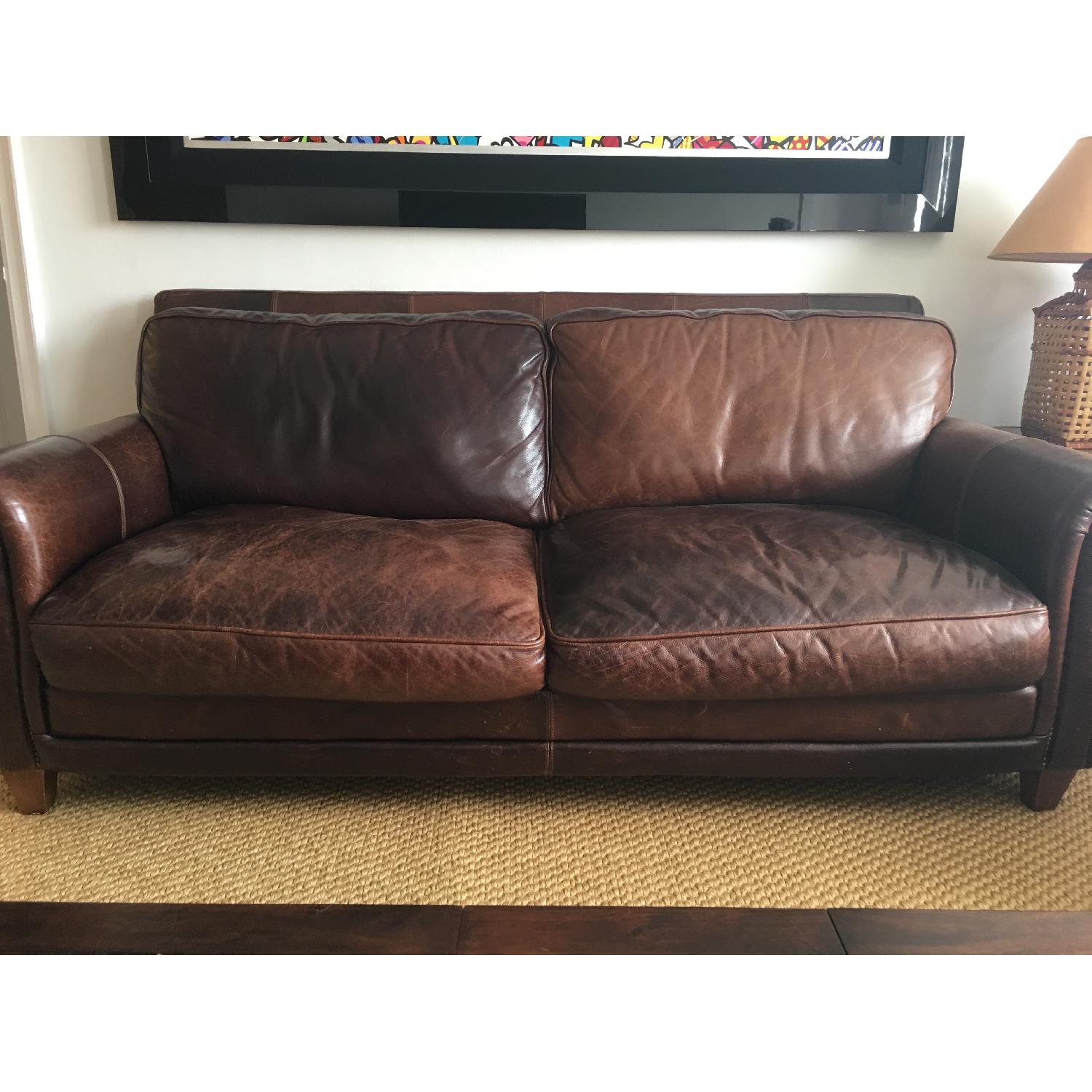 Bloomingdales Brown Leather Sofa - image-1