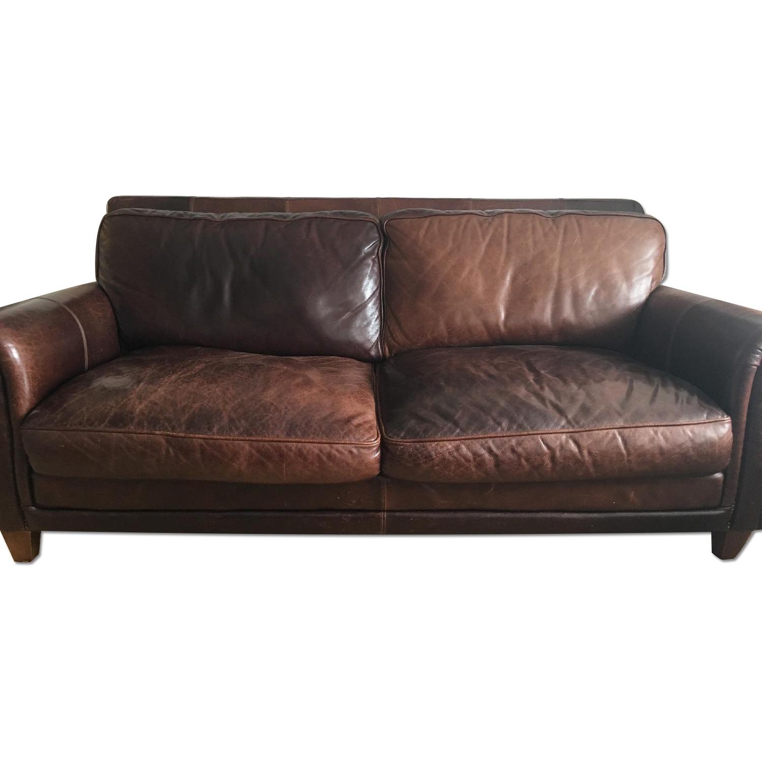 Bloomingdales Brown Leather Sofa - image-0