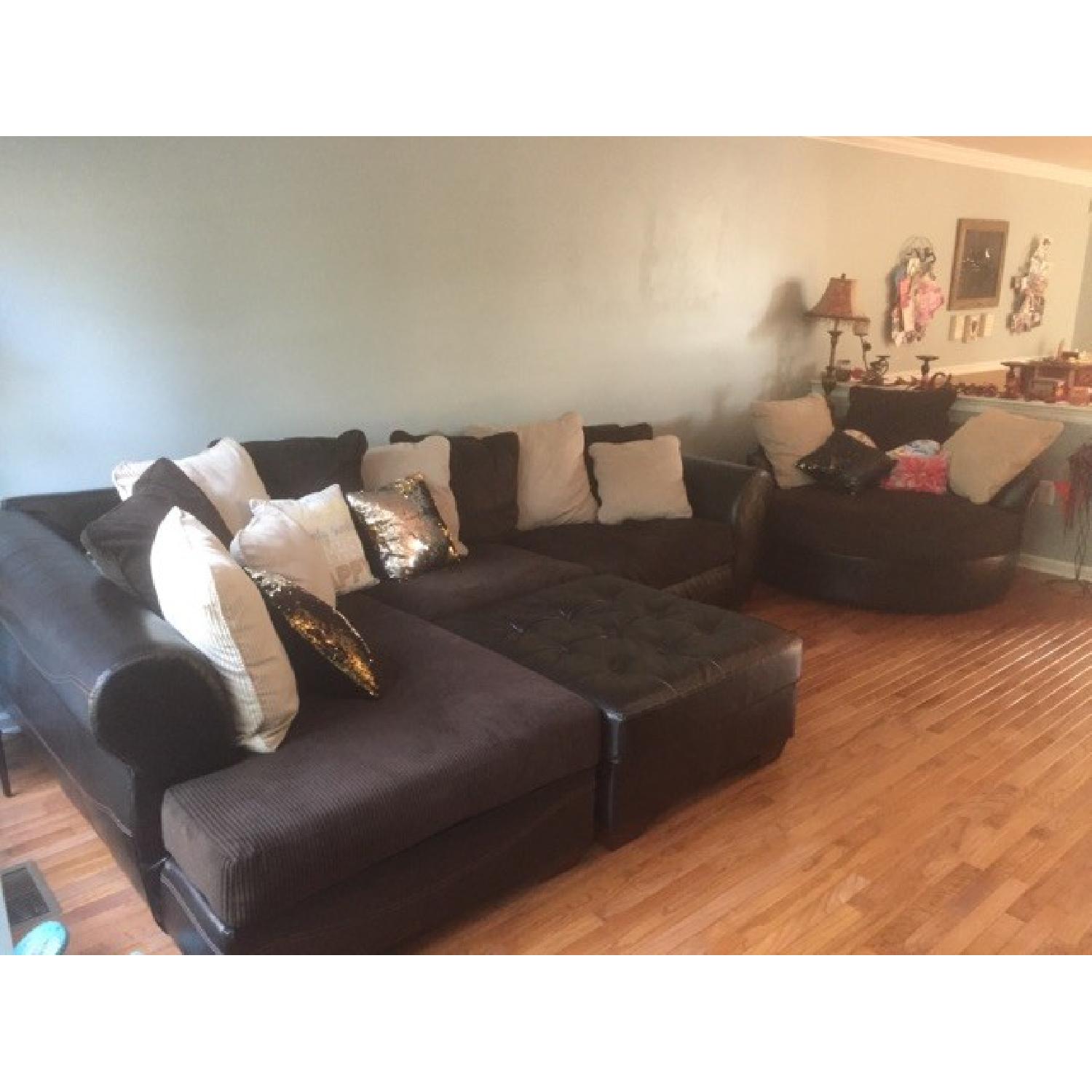 Ashley's Sectional Sofa w/ Chaise + Swivel Chair - image-5