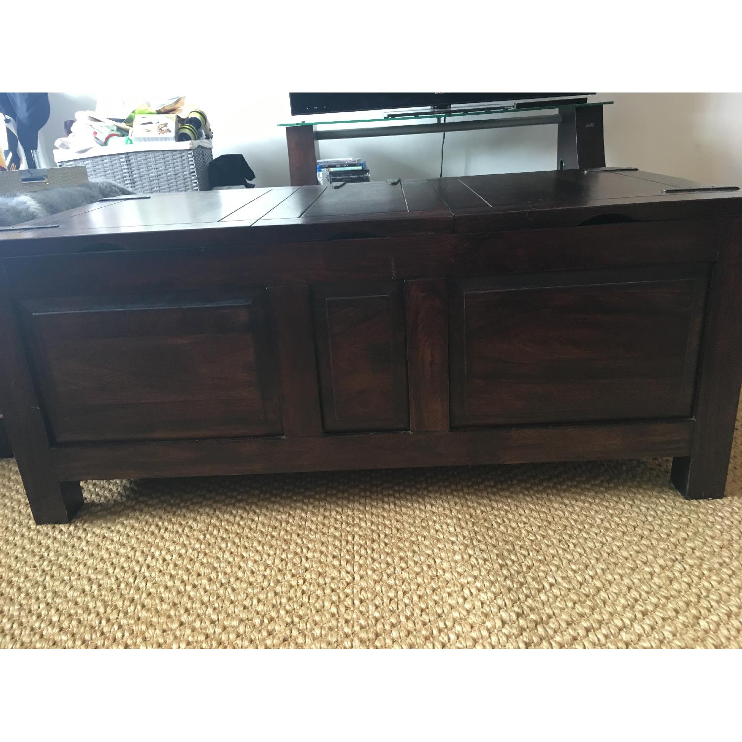 Crate & Barrel Dark Wood Chest - image-3