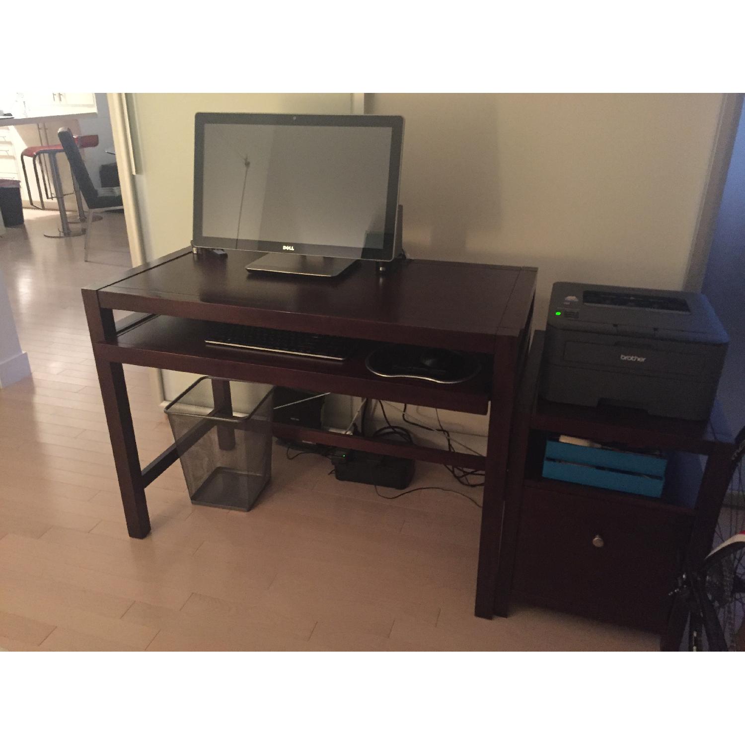 Wood Office Desk + Filing Cabinet - image-1