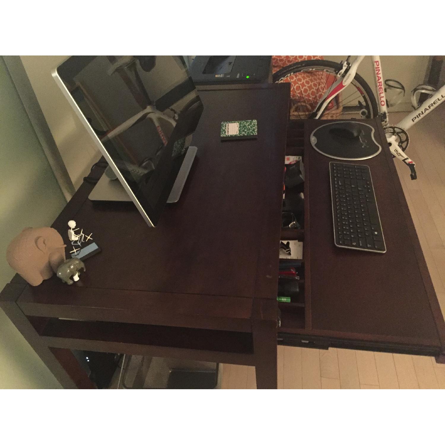 Wood Office Desk + Filing Cabinet - image-2