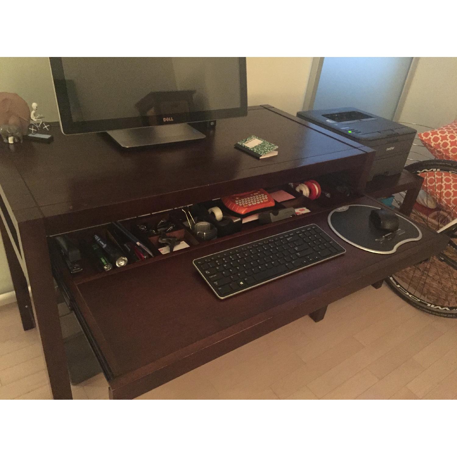 Wood Office Desk + Filing Cabinet - image-3