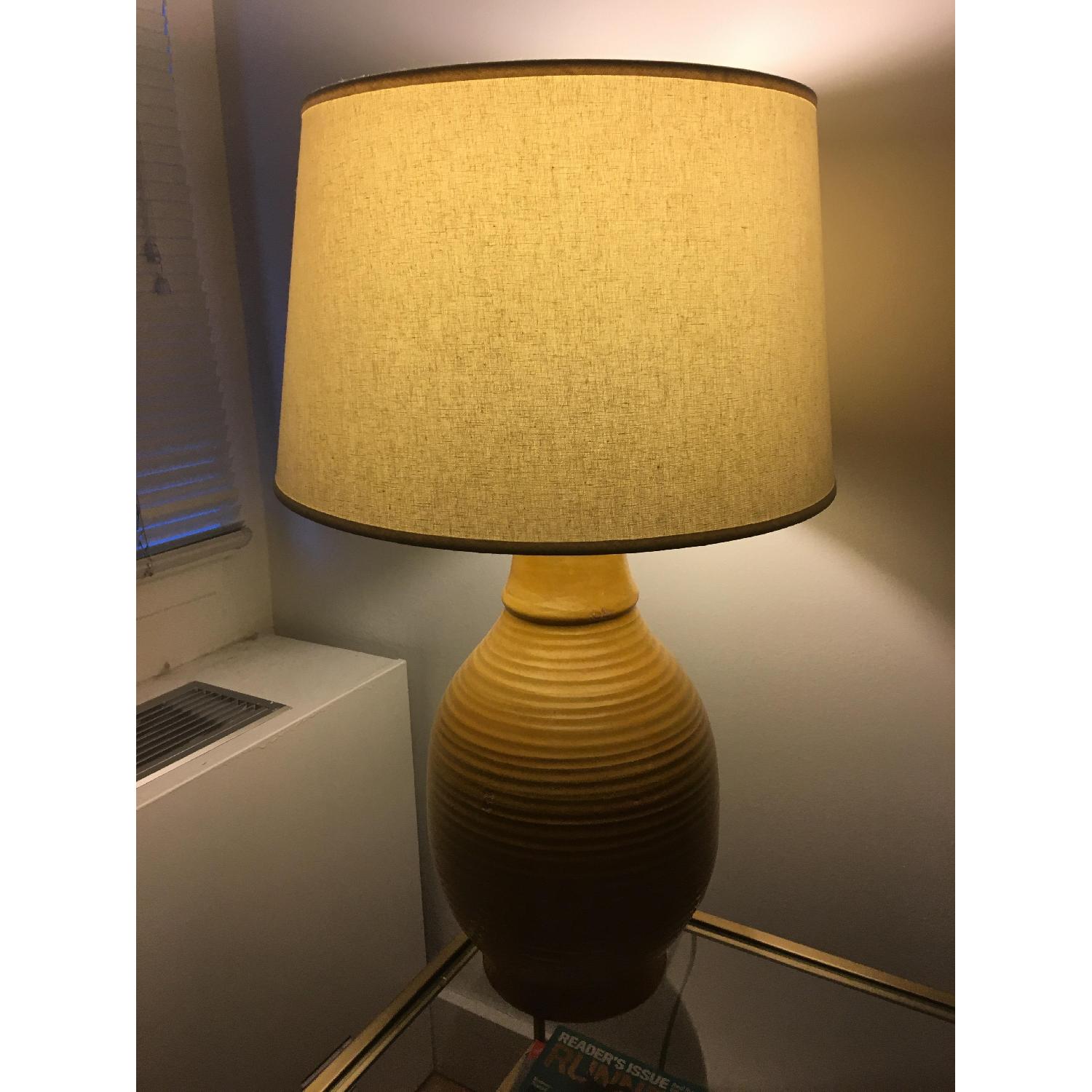 Pottery Barn Linen Shade Ceramic Lamp - image-1