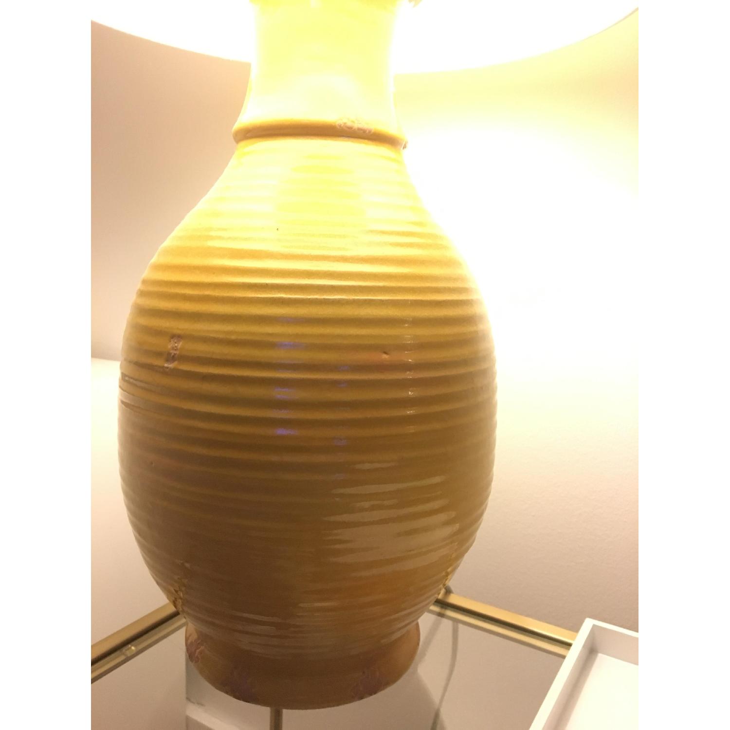 Pottery Barn Linen Shade Ceramic Lamp - image-3