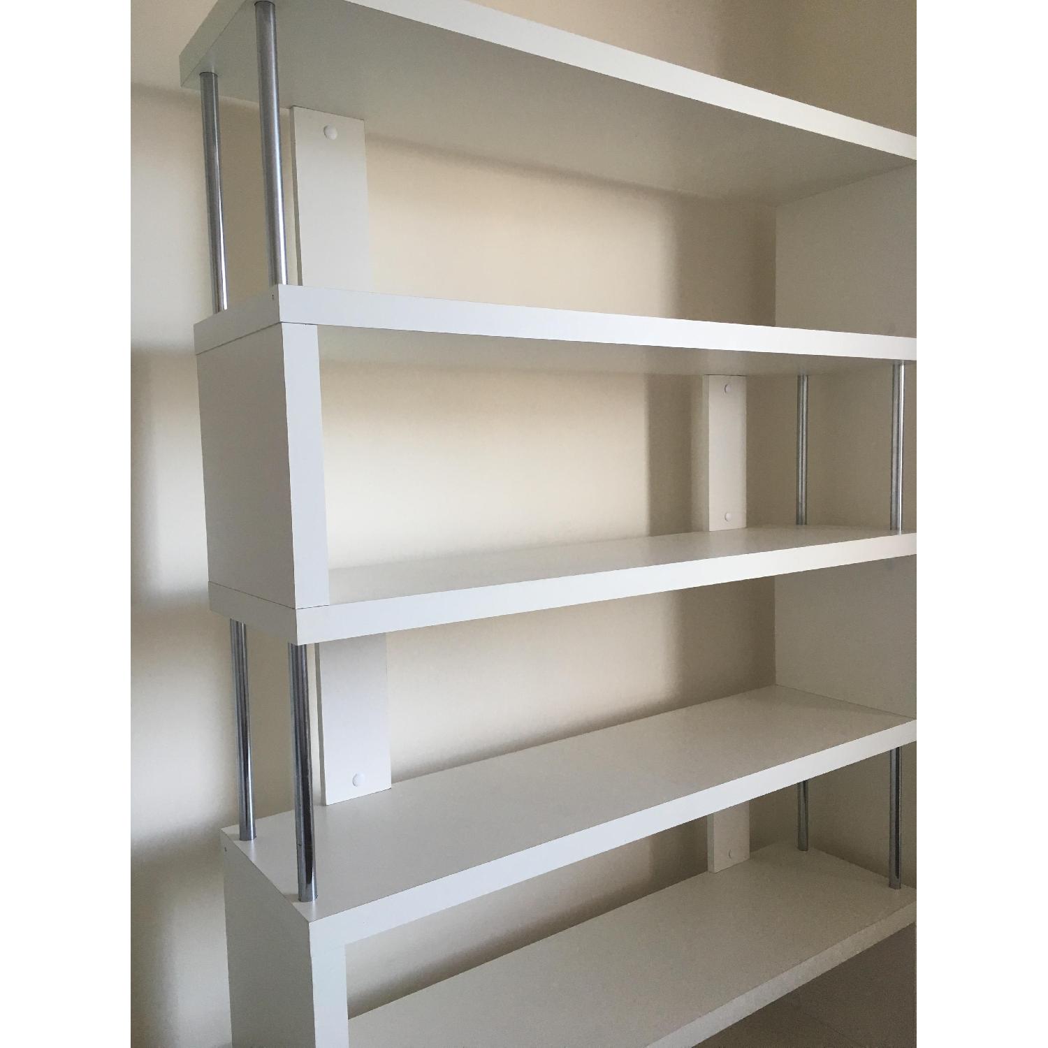 One Kings Lane White Lacquer Shelves w/ Stainless Steel Sides - image-2
