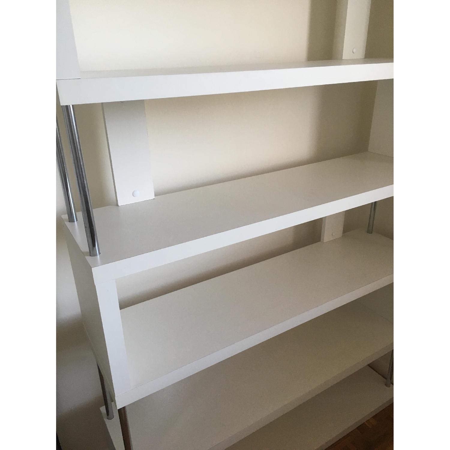 One Kings Lane White Lacquer Shelves w/ Stainless Steel Sides - image-3