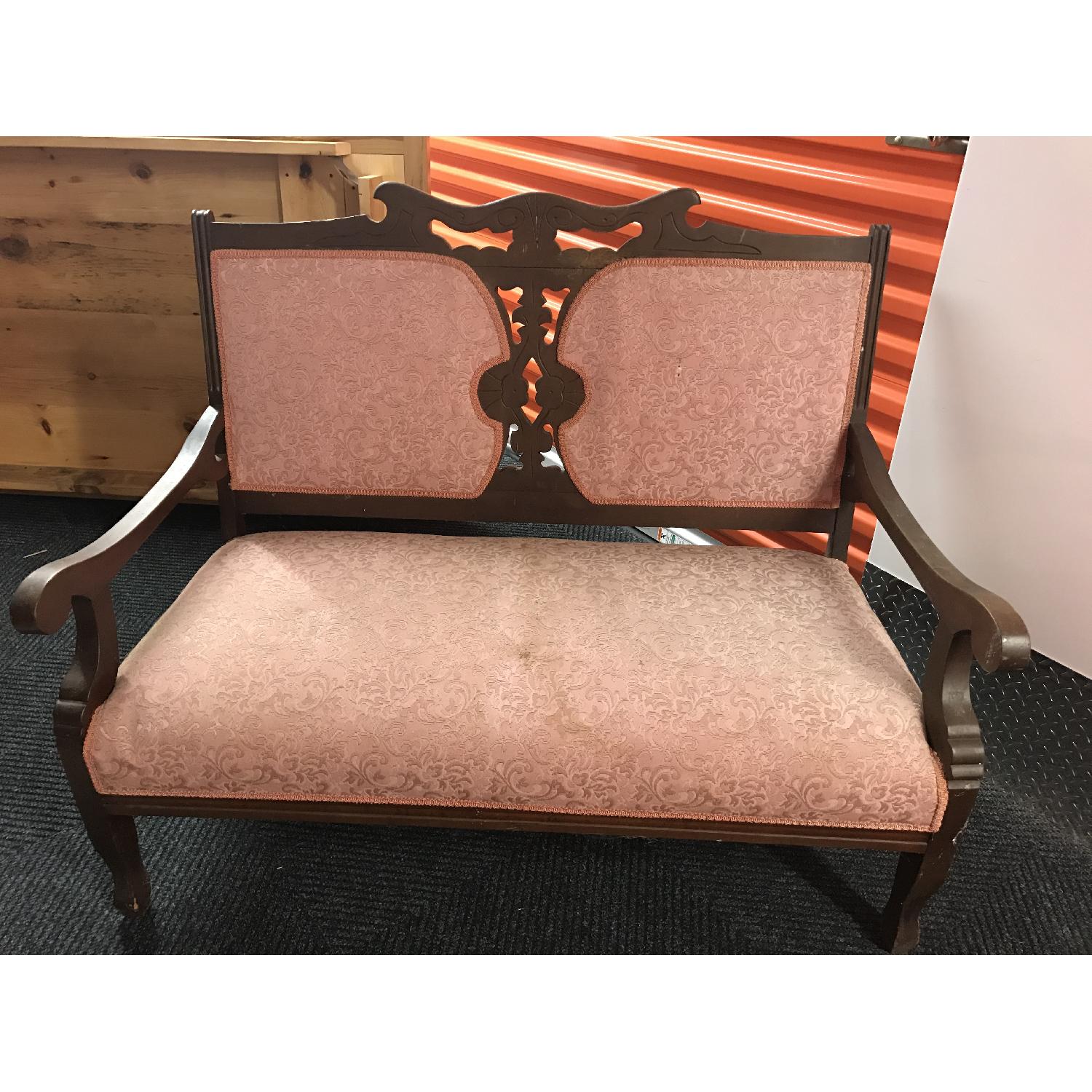 Antique Brocade Loveseat - image-1