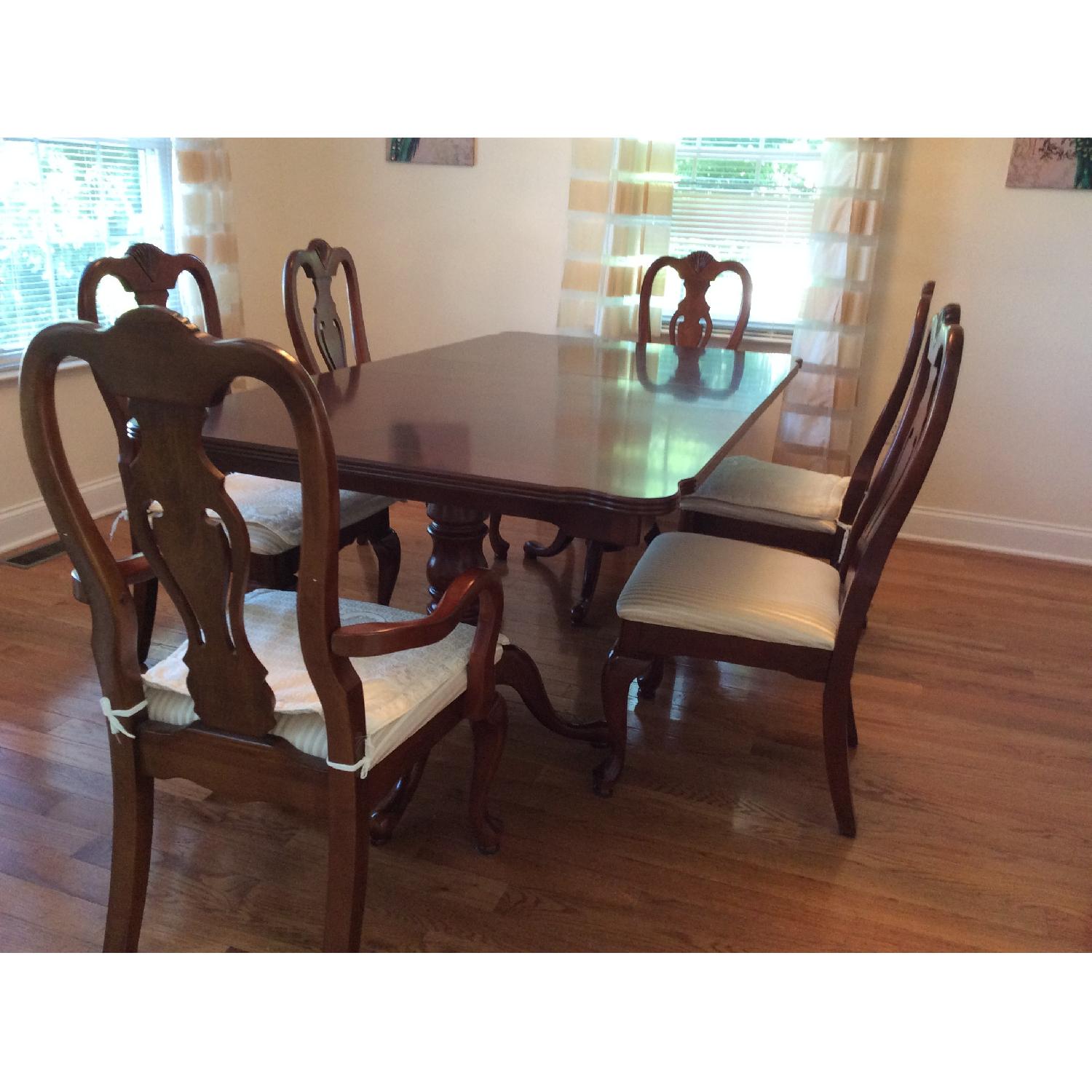 Wood Dining Table w/ 6 Chairs - image-1
