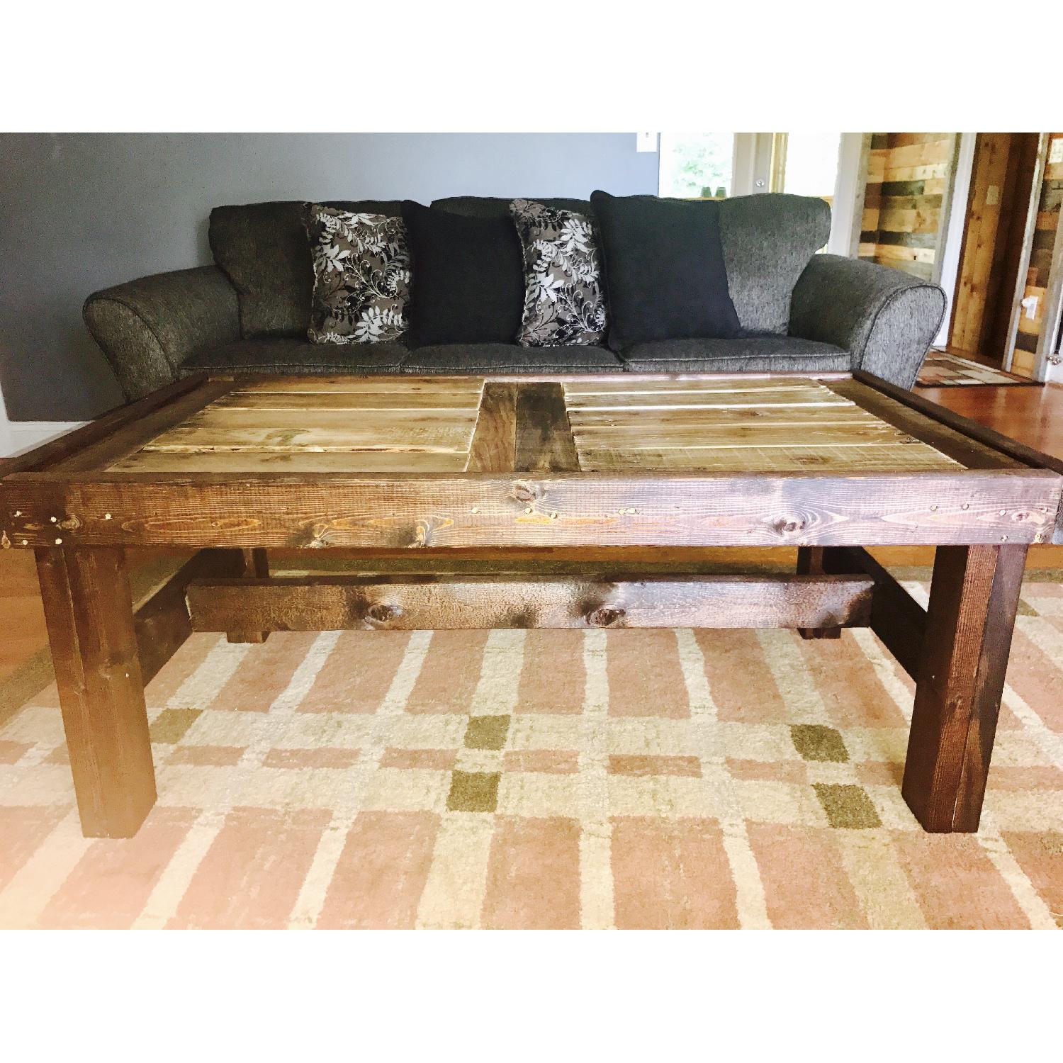 Dark Stained Coffee Table with Pallet Too - image-1