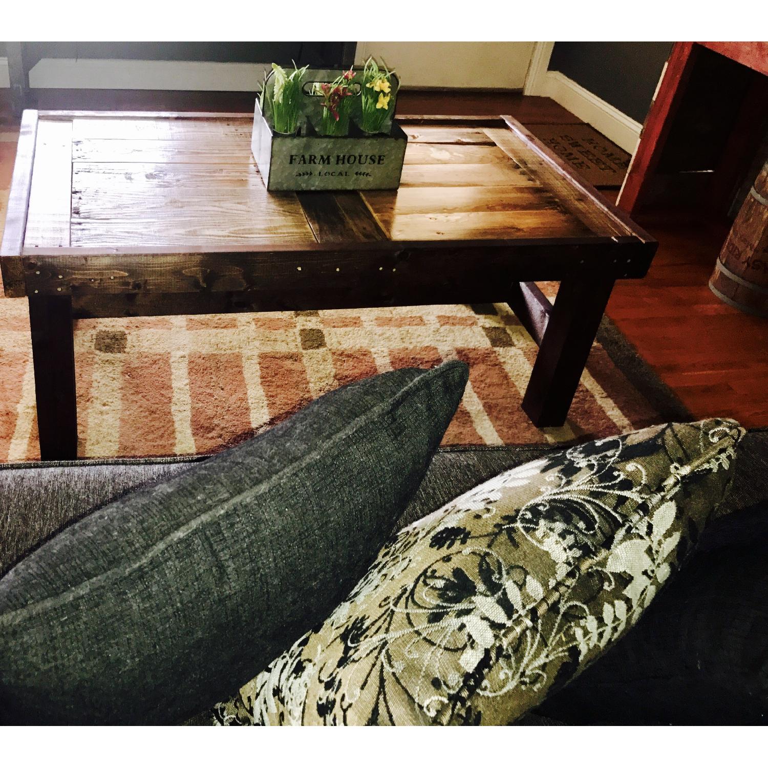 Dark Stained Coffee Table with Pallet Too - image-2