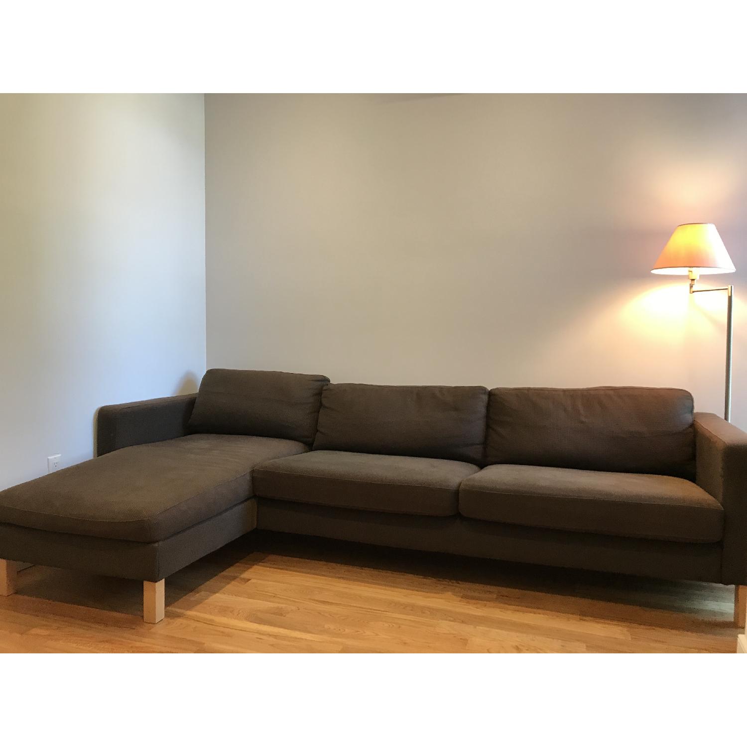 Ikea Karlstad Sectional Sofa w/ Chaise in Chocolate Brown - image-2