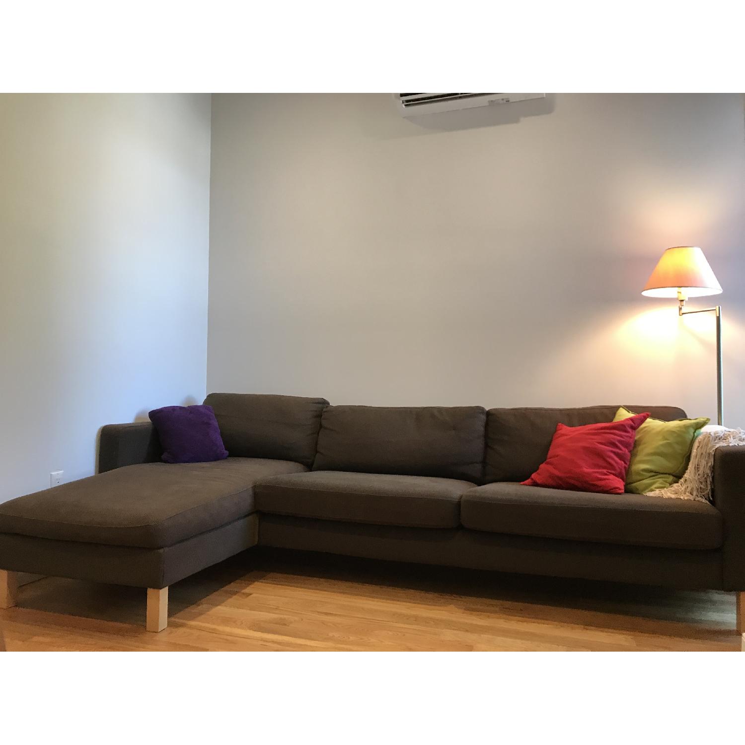 Ikea Karlstad Sectional Sofa w/ Chaise in Chocolate Brown - image-5