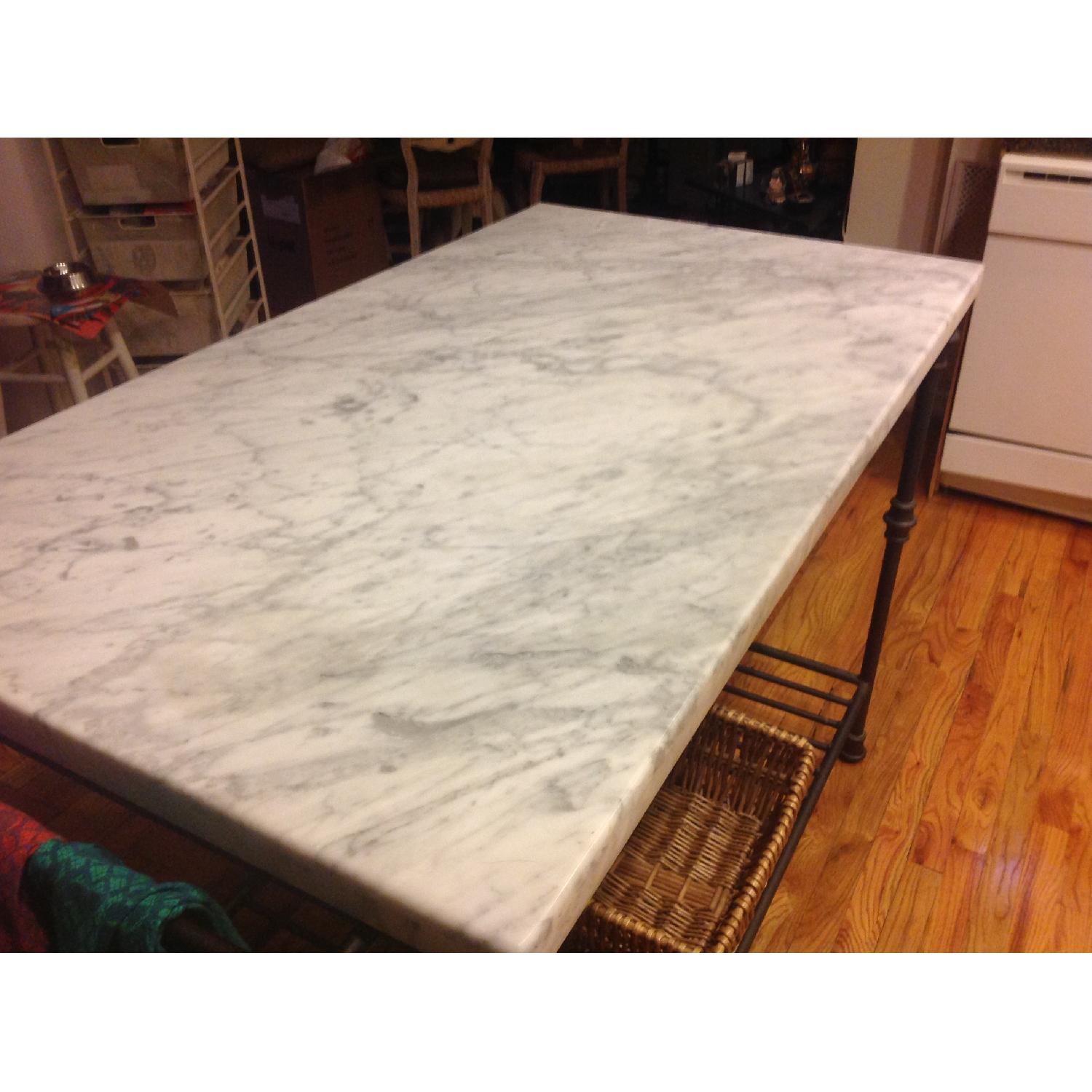 Crate & Barrel Marble Table w/ Iron frame - image-3