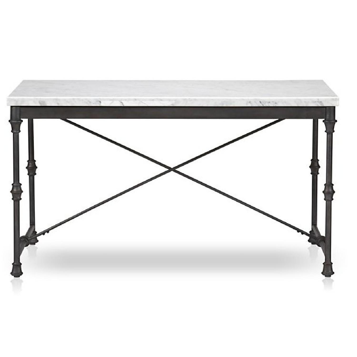 Crate & Barrel Marble Table w/ Iron frame - image-4