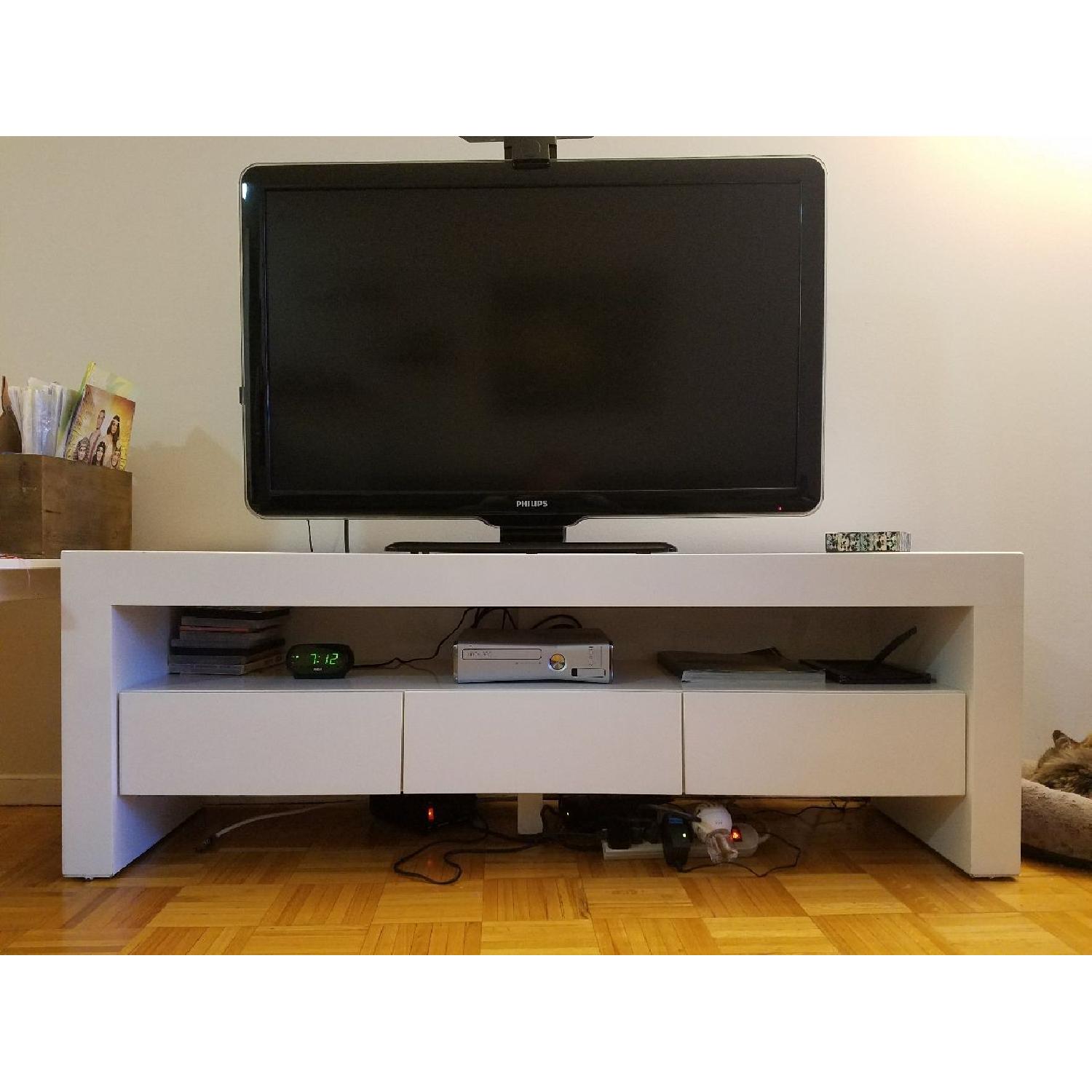 Custom Made 3 Drawer Media Console in White Glossy Finish - image-1