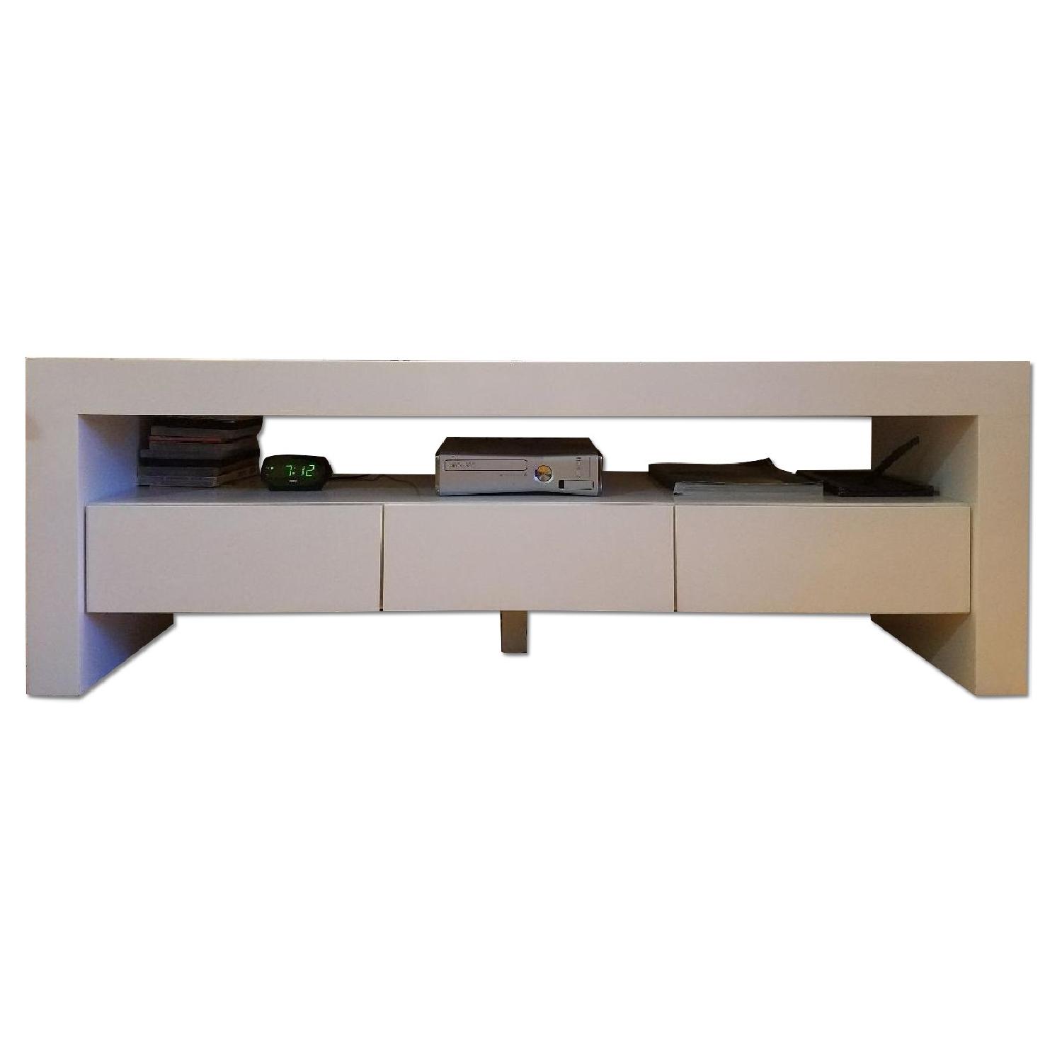 Custom Made 3 Drawer Media Console in White Glossy Finish - image-0