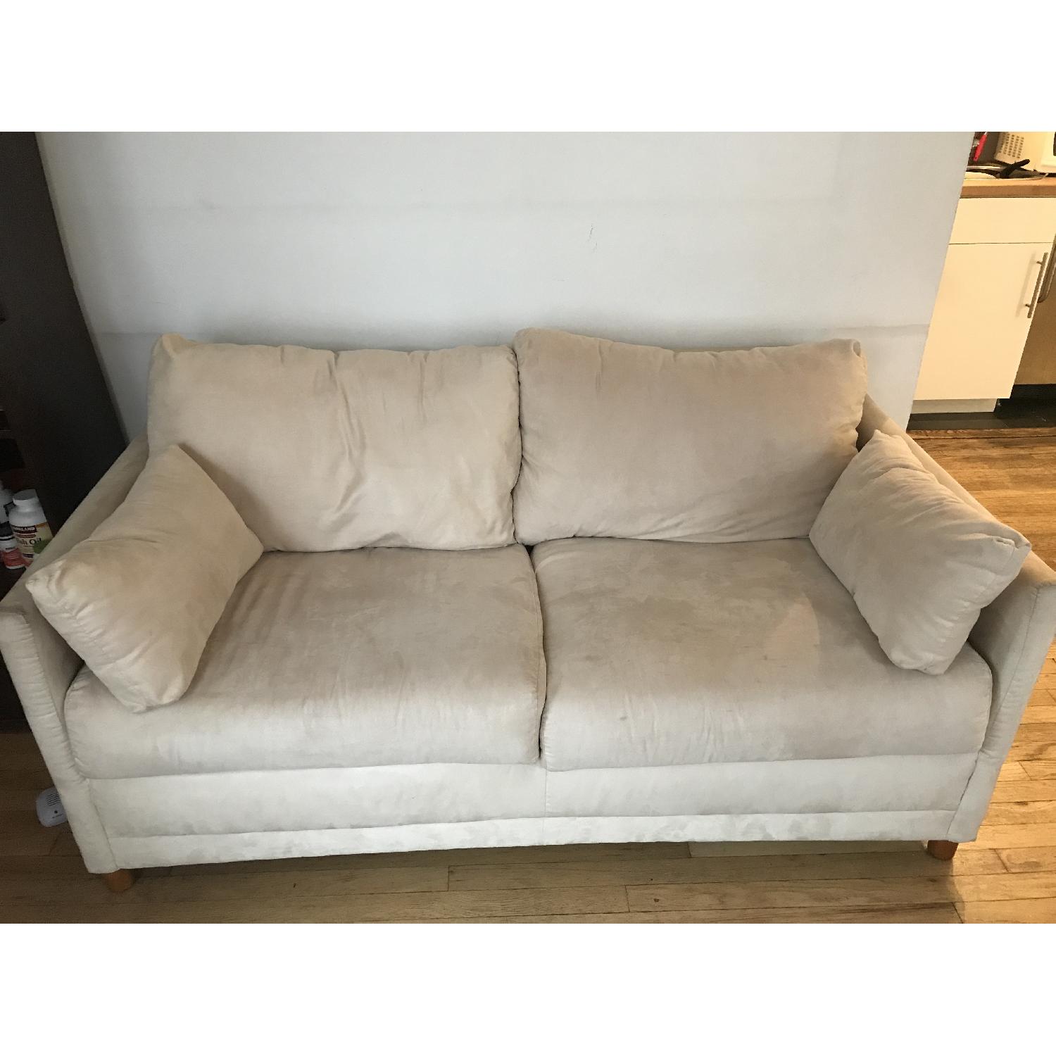 Suede Full Size Pull-Out Sleeper Sofa - image-1