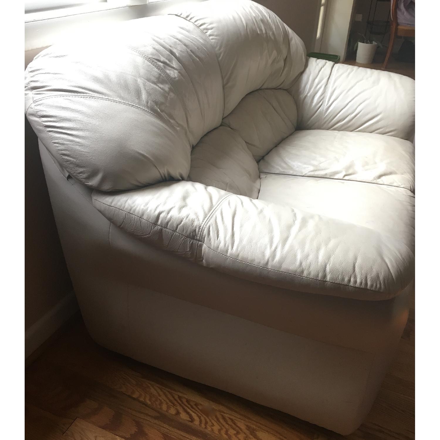 Beige Leather Loveseat - image-2
