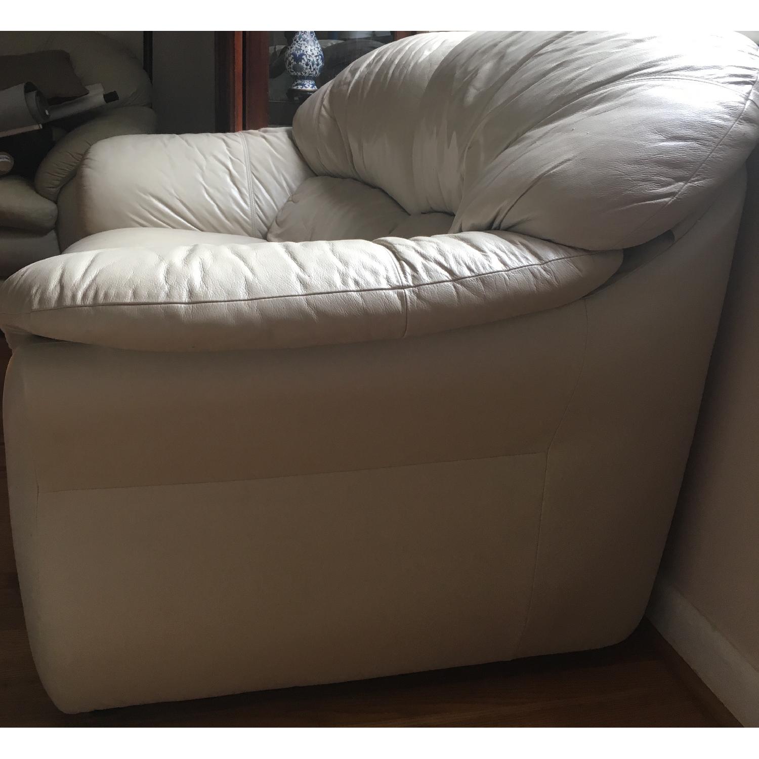 Beige Leather Loveseat - image-3