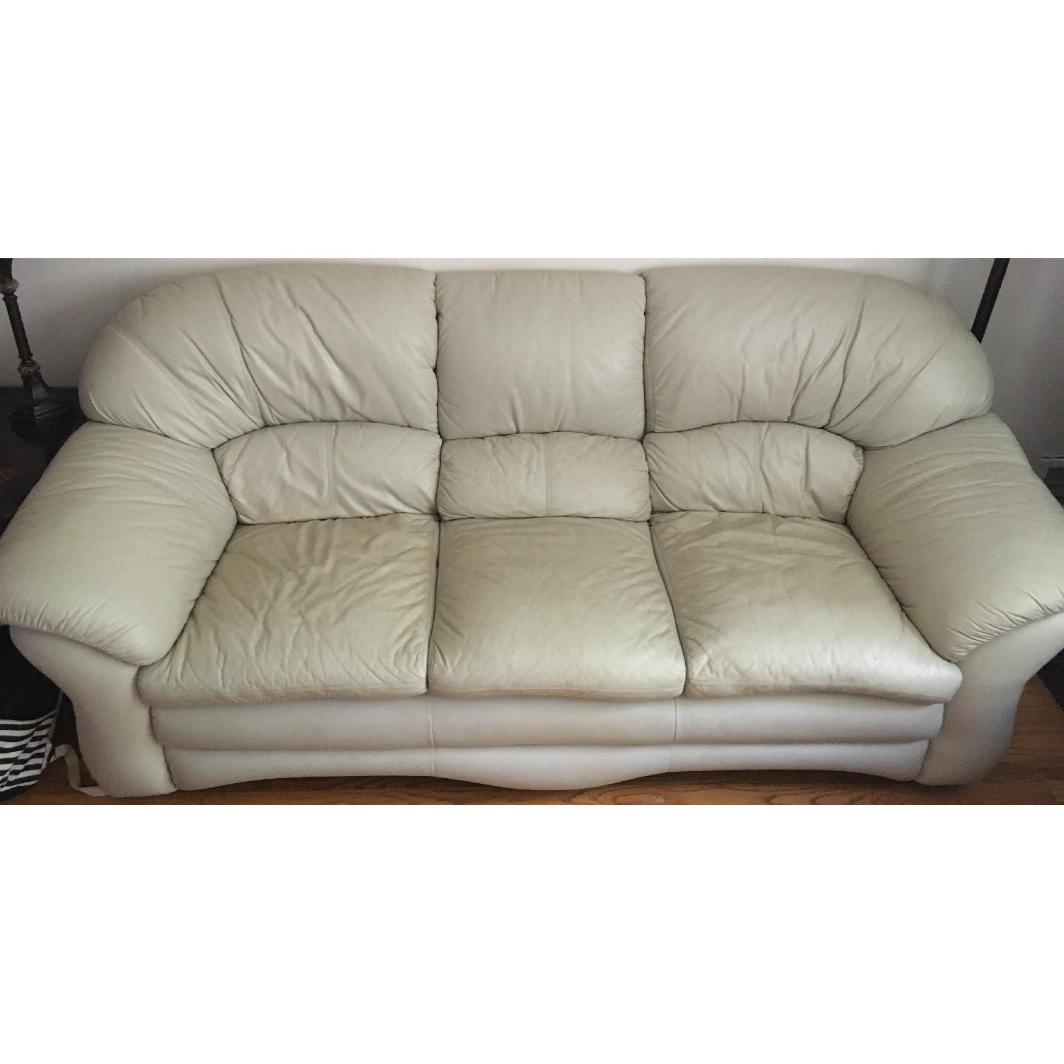 Beige Leather Sofa - image-1