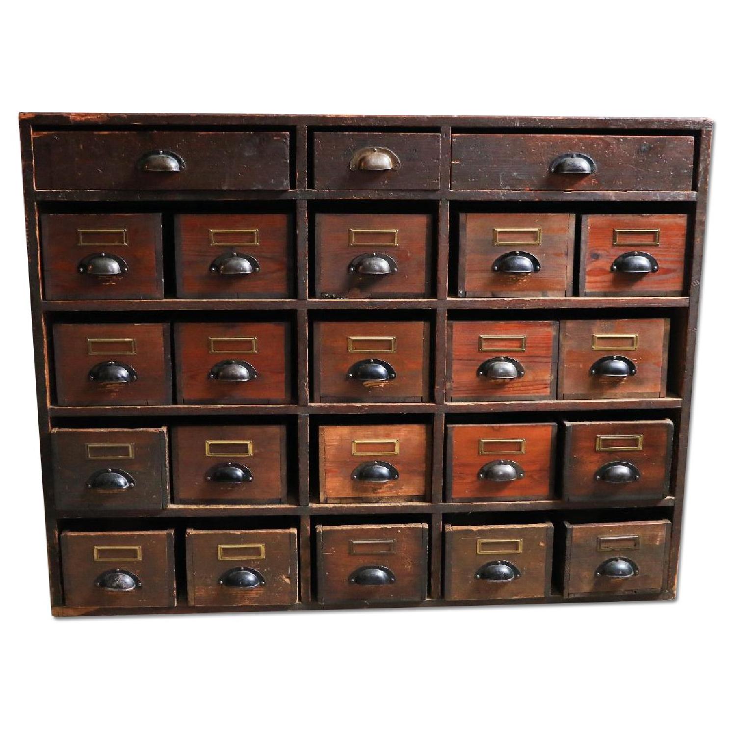 Vintage Large Danish Pine Apothecary - image-0