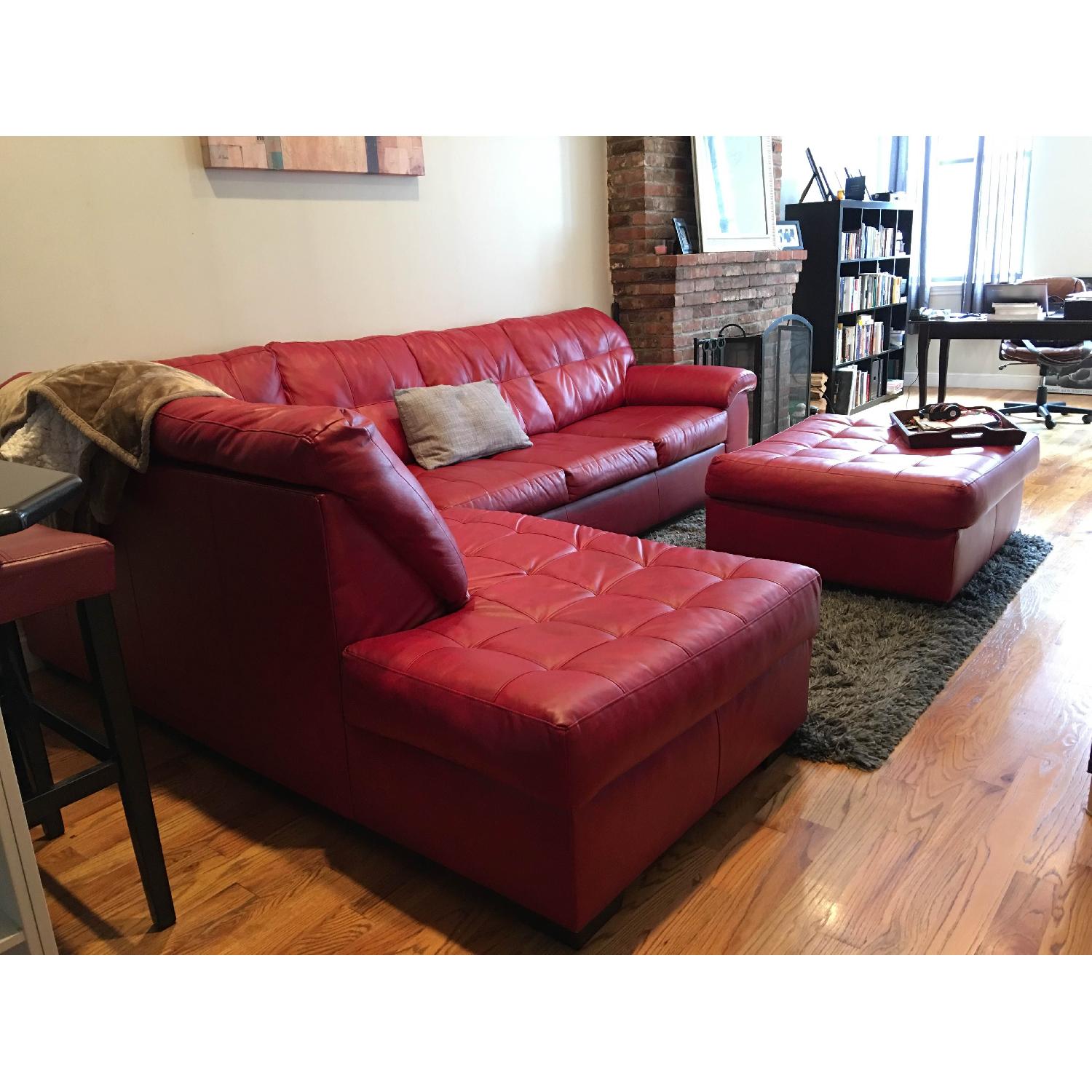 3-Piece Red L-Shaped Sectional Sofa - image-1