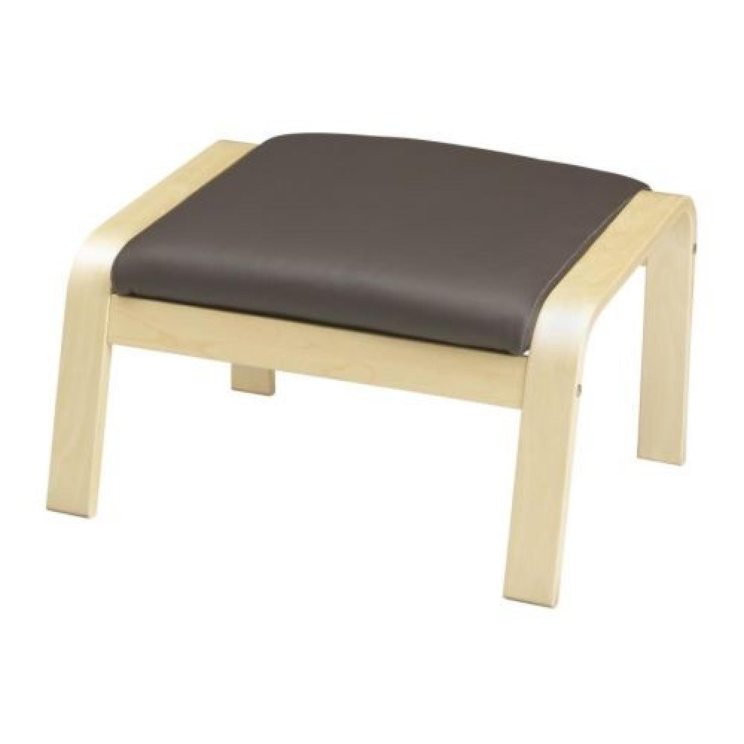 Ikea Poang Chocolate Leather Chair & Ottoman - image-5