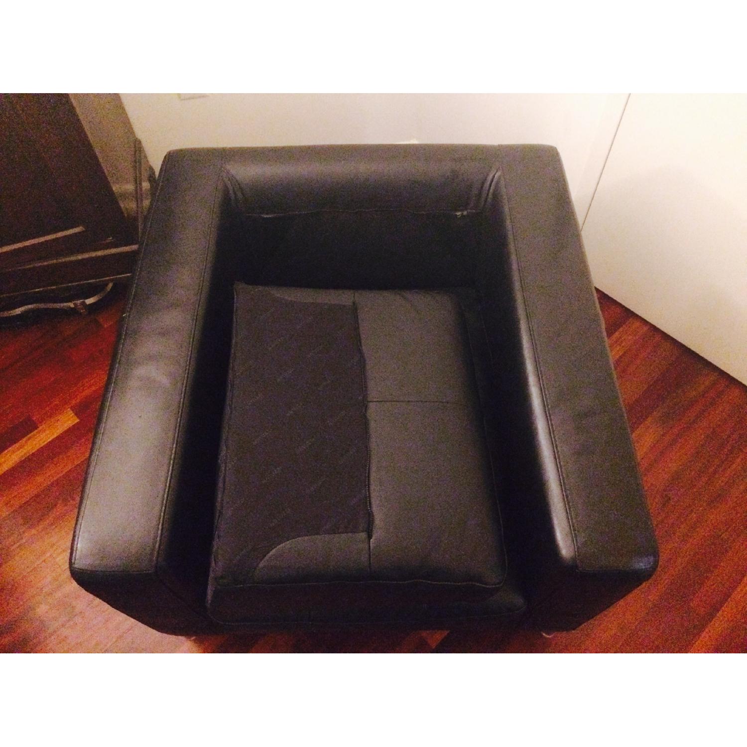 Natuzzi Black Leather Arm Chair - image-1