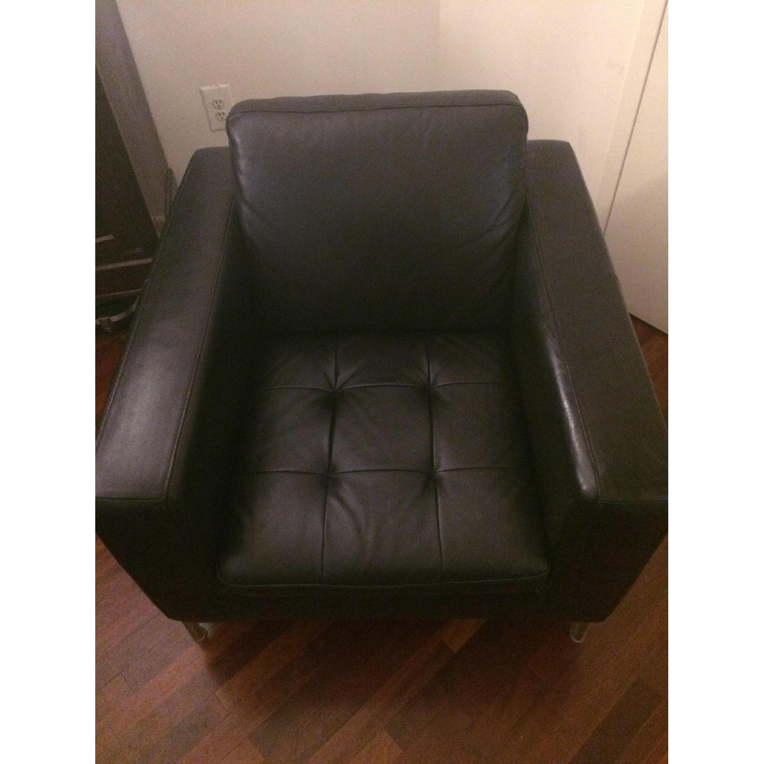 Natuzzi Black Leather Arm Chair - image-3