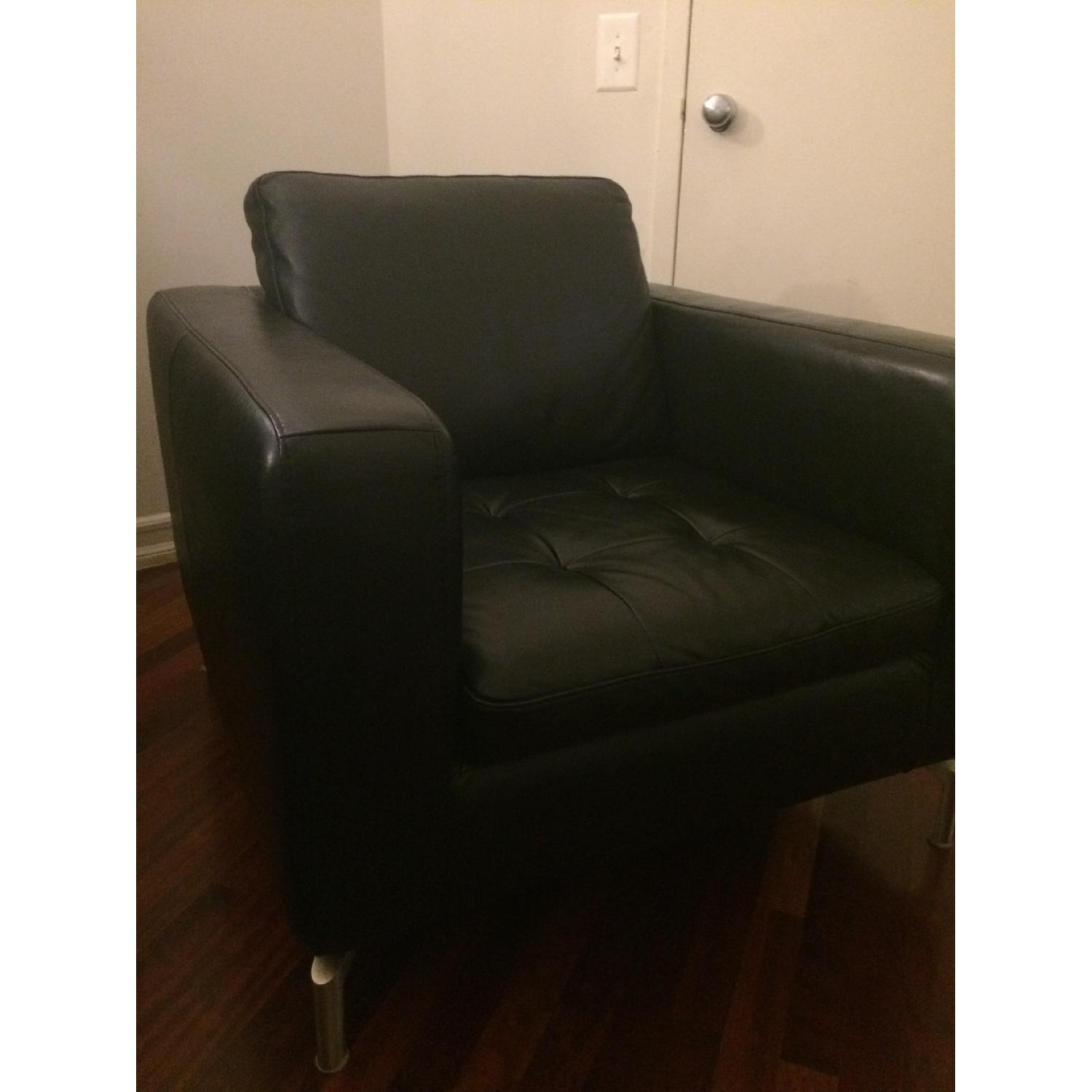 Natuzzi Black Leather Arm Chair - image-4
