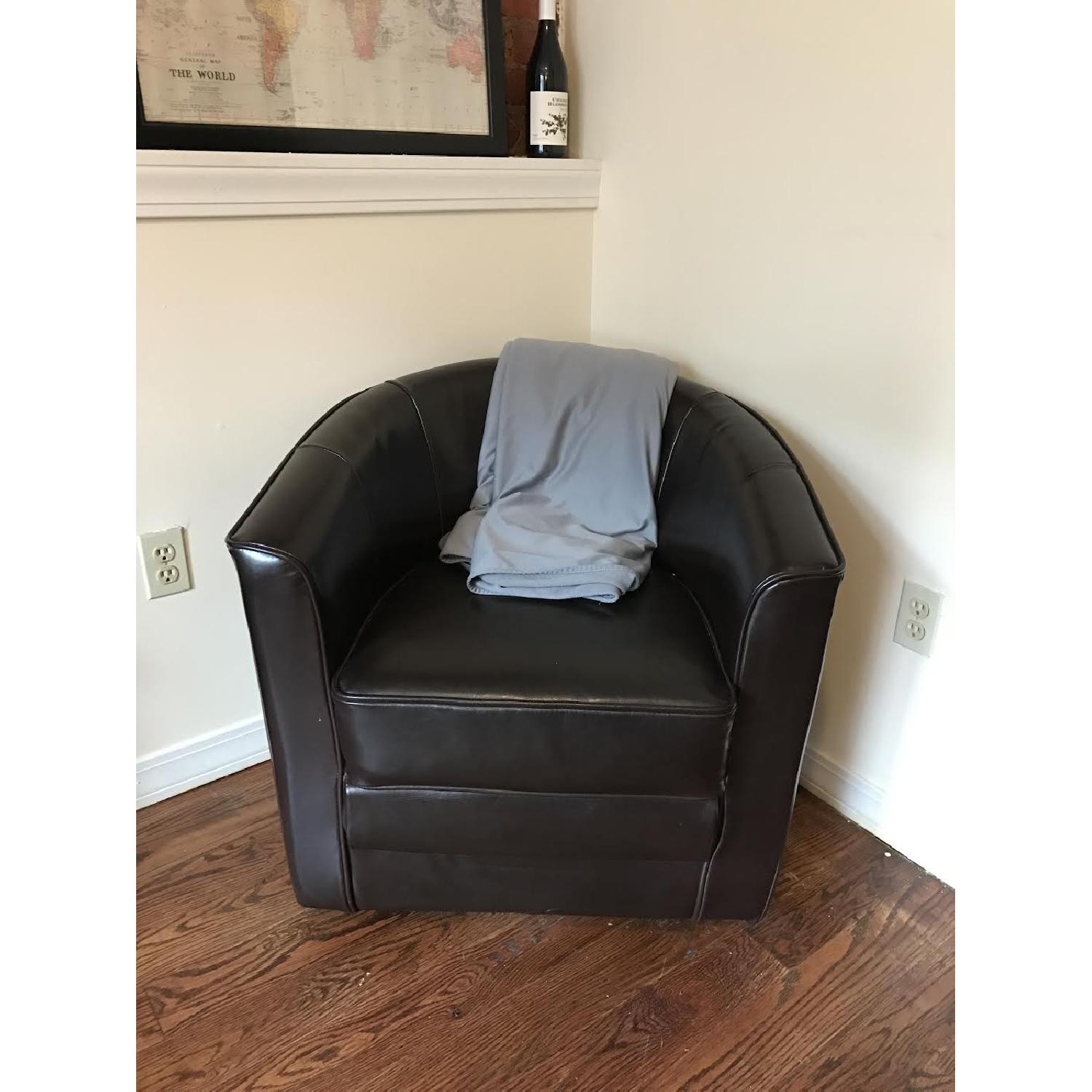 Raymour & Flanigan Conrad Leather Swivel Chair - image-1