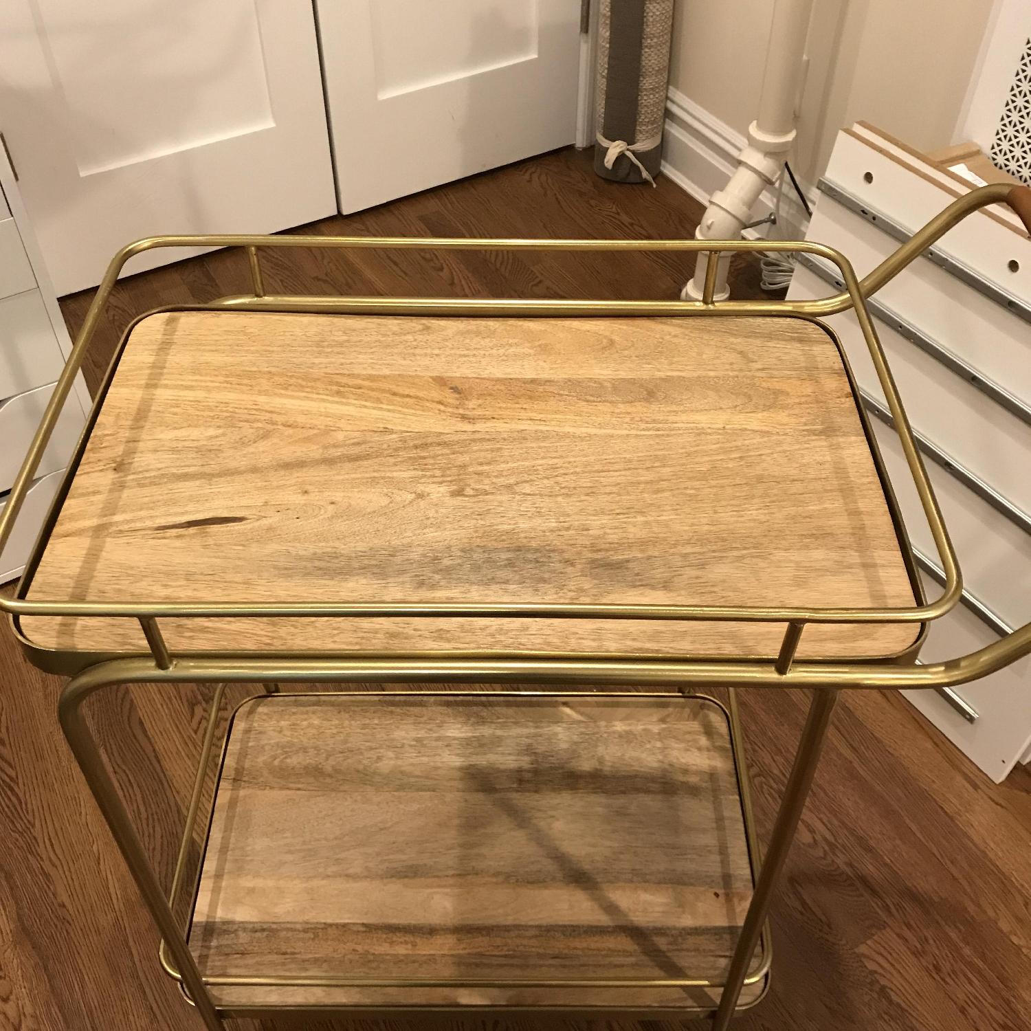 Target Threshold Metal Wood & Leather Bar Cart in Gold - image-5
