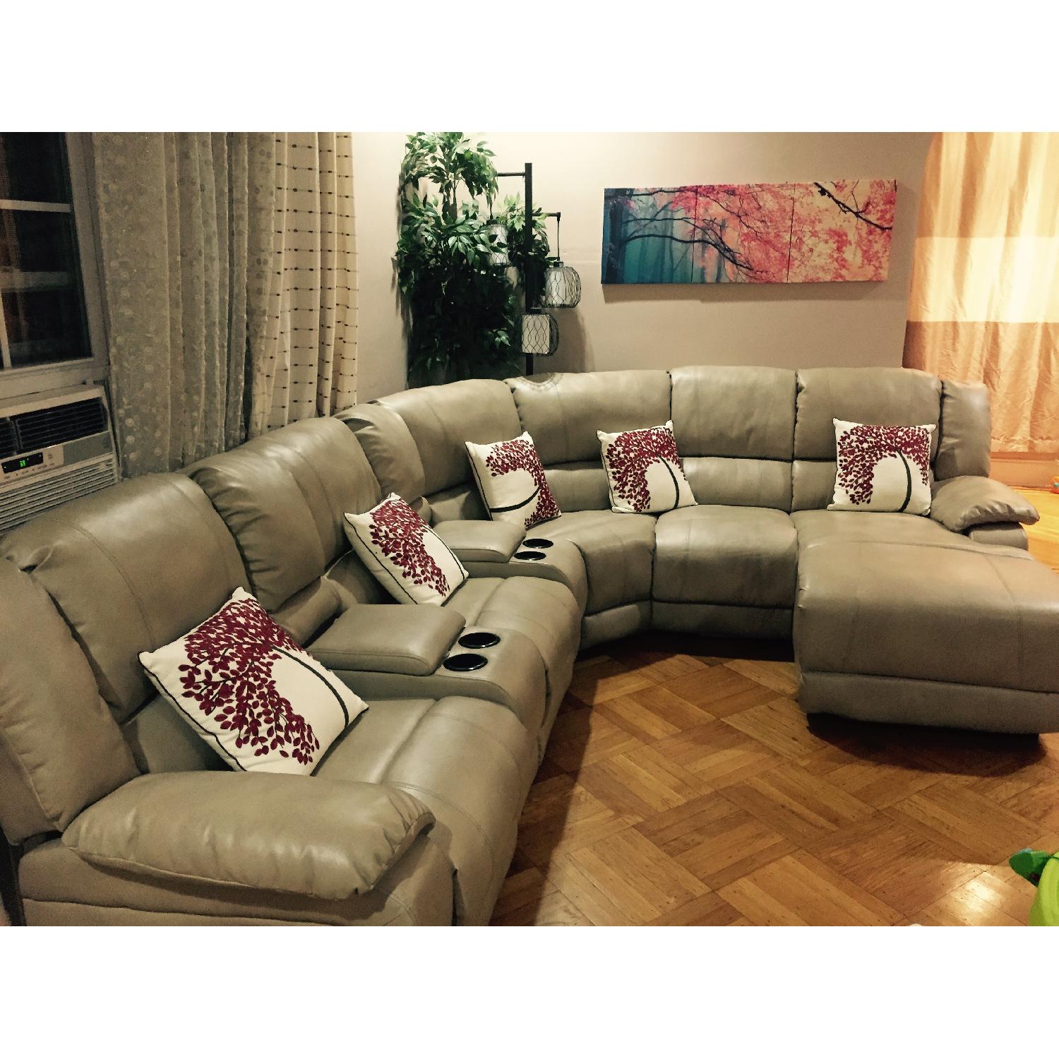 Macy's Bonded Leather Sectional Sofa - image-1