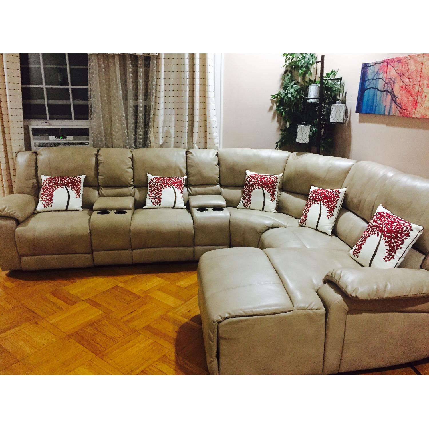 Macy's Bonded Leather Sectional Sofa - image-2