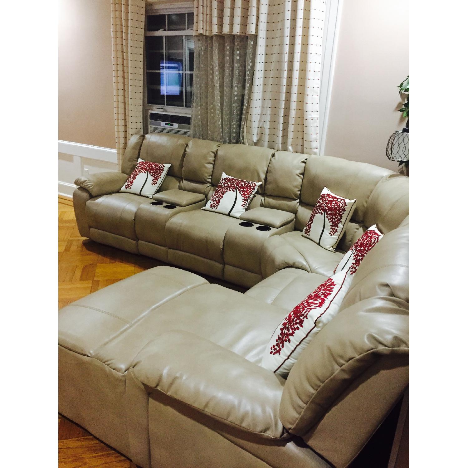 Macy's Bonded Leather Sectional Sofa - image-3