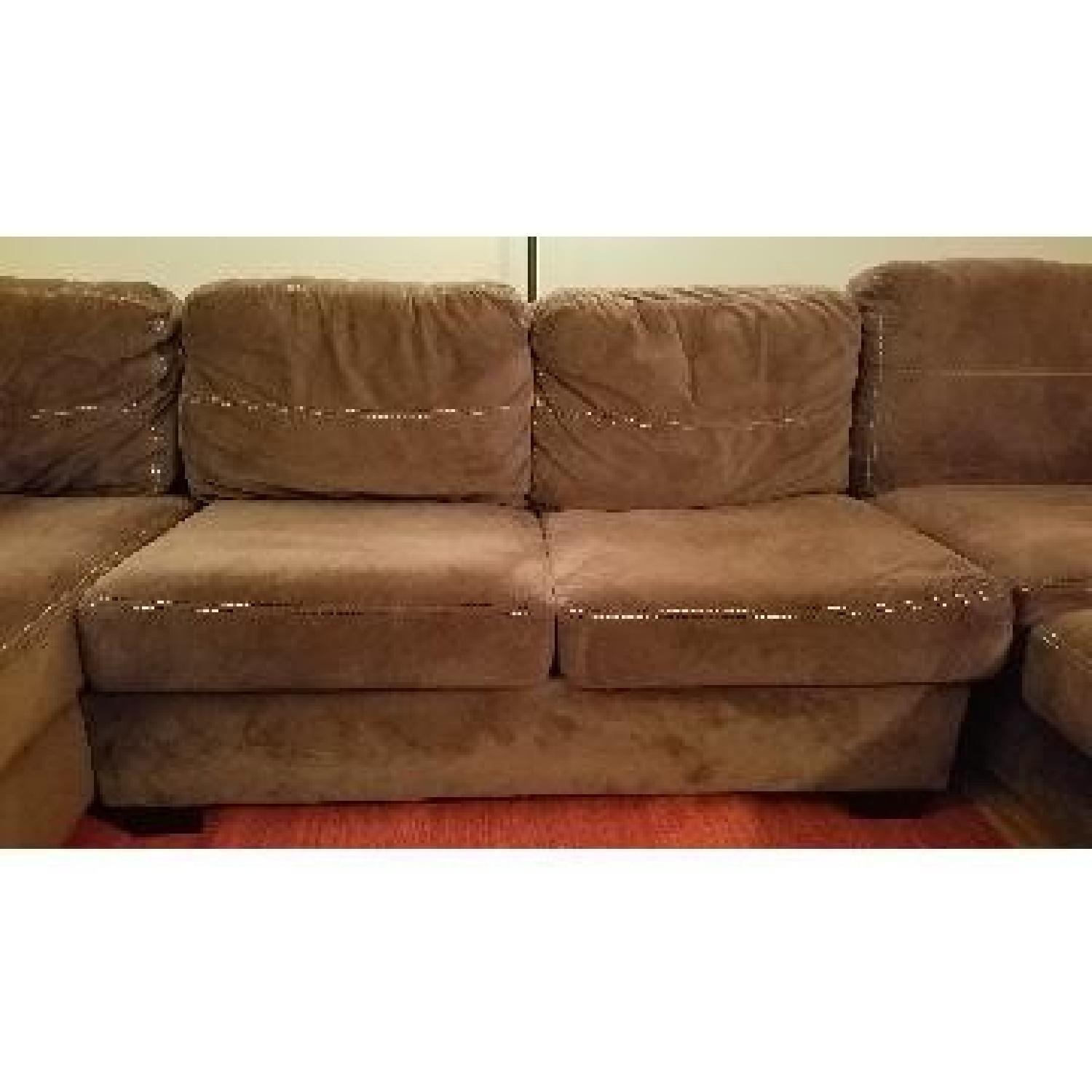 Ashley's Brown 3 Piece Fabric Sectional Sofa - image-2