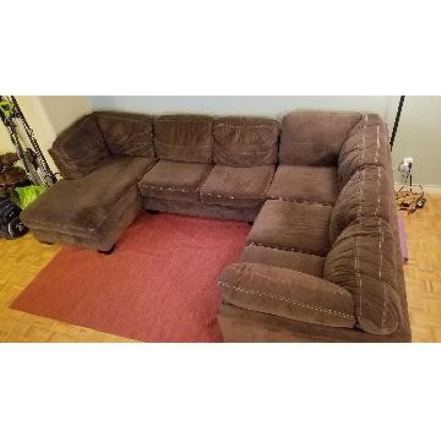 Ashley's Brown 3 Piece Fabric Sectional Sofa - image-6