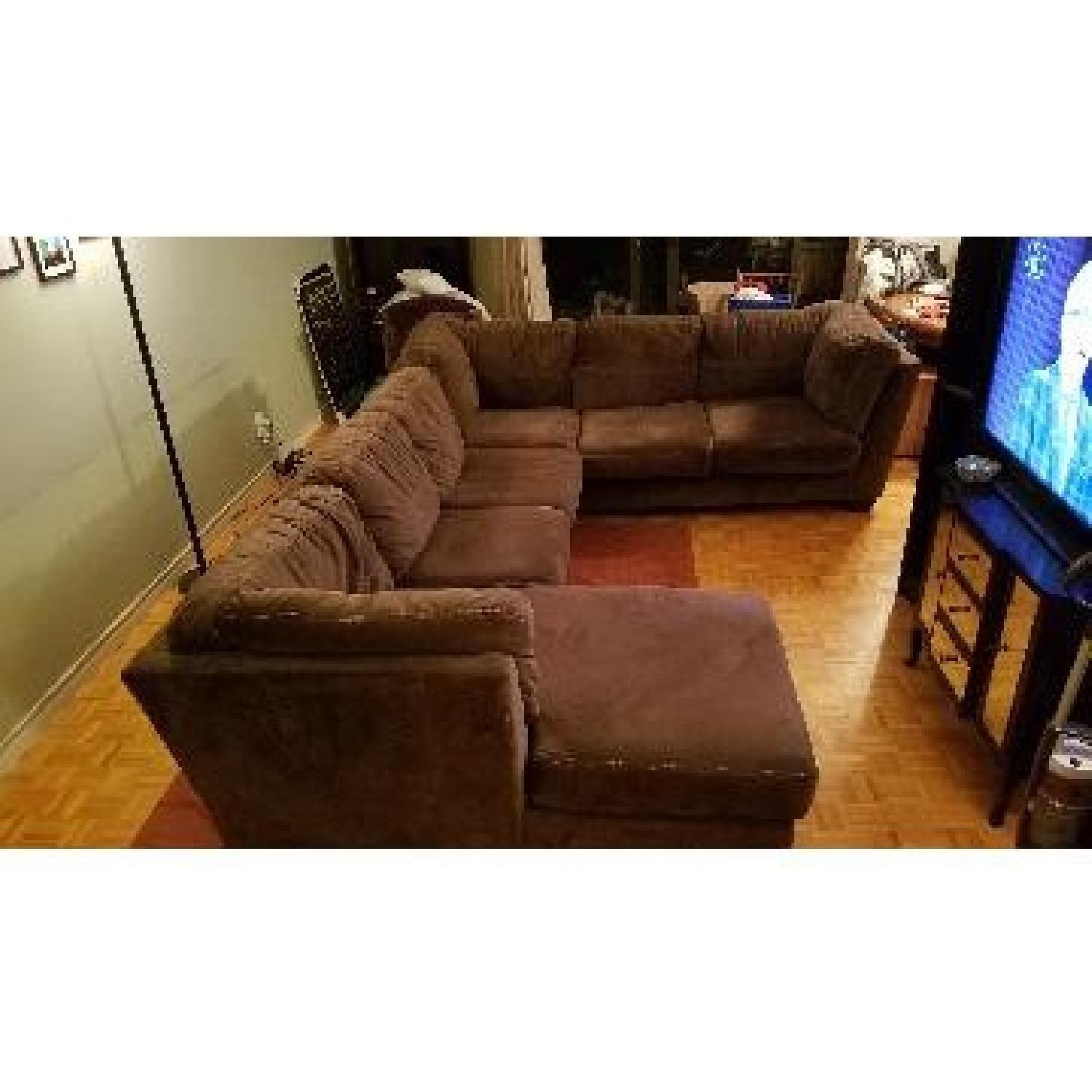 Ashley's Brown 3 Piece Fabric Sectional Sofa - image-7