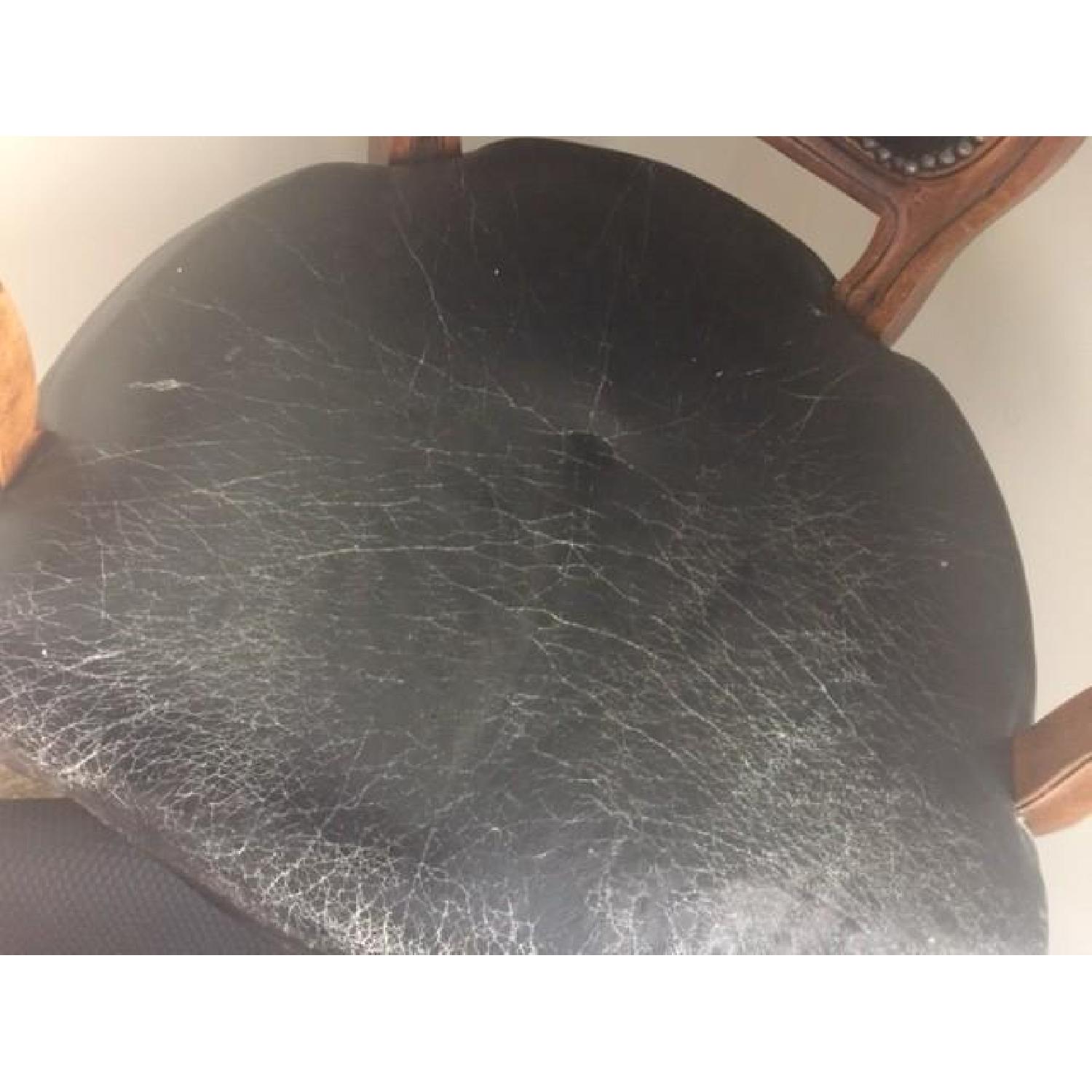 Altman and Co. Vintage Italian Leather Black Nail Head Dining Chairs - image-12